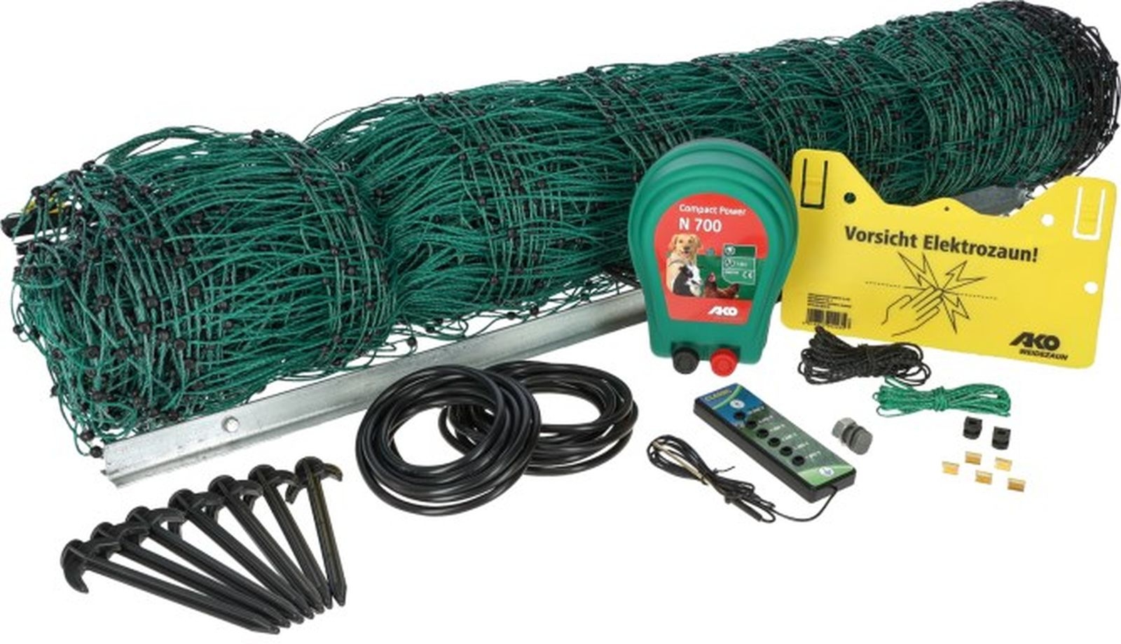 Geflügelnetz-Set 50 m, grün inkl. 230V Gerät + Zub Geflügelnetz-Set 50 m, grün inkl. 230V Gerät + Zub