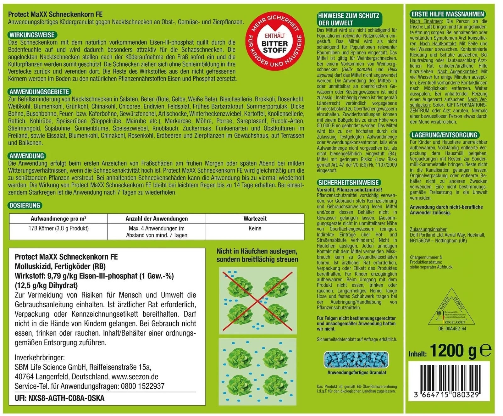 3 X 1,2kg Protect MaXX Schneckenkorn FE