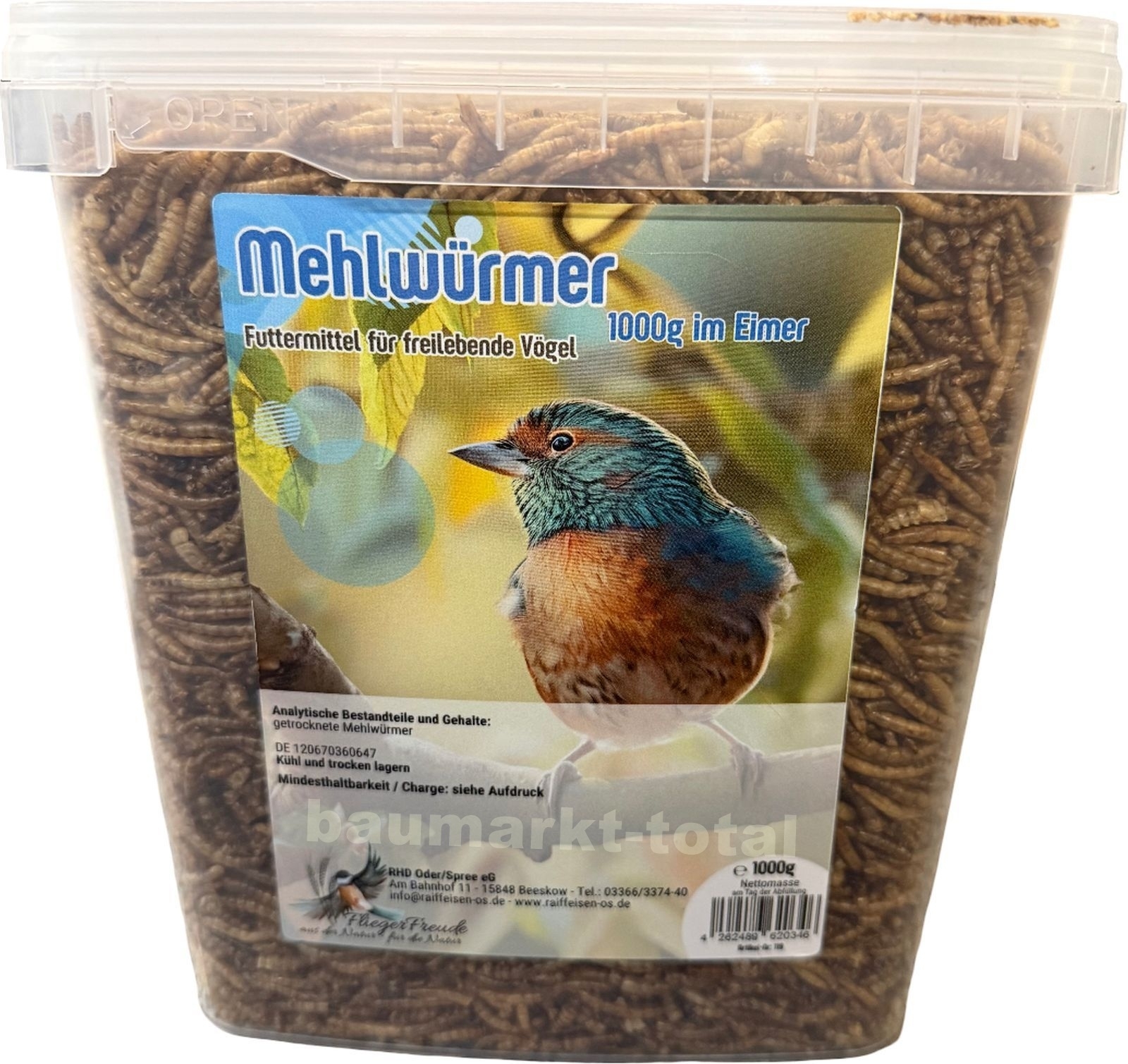 1kg Mehlwürmer im Eimer 1kg Mehlwürmer im Eimer