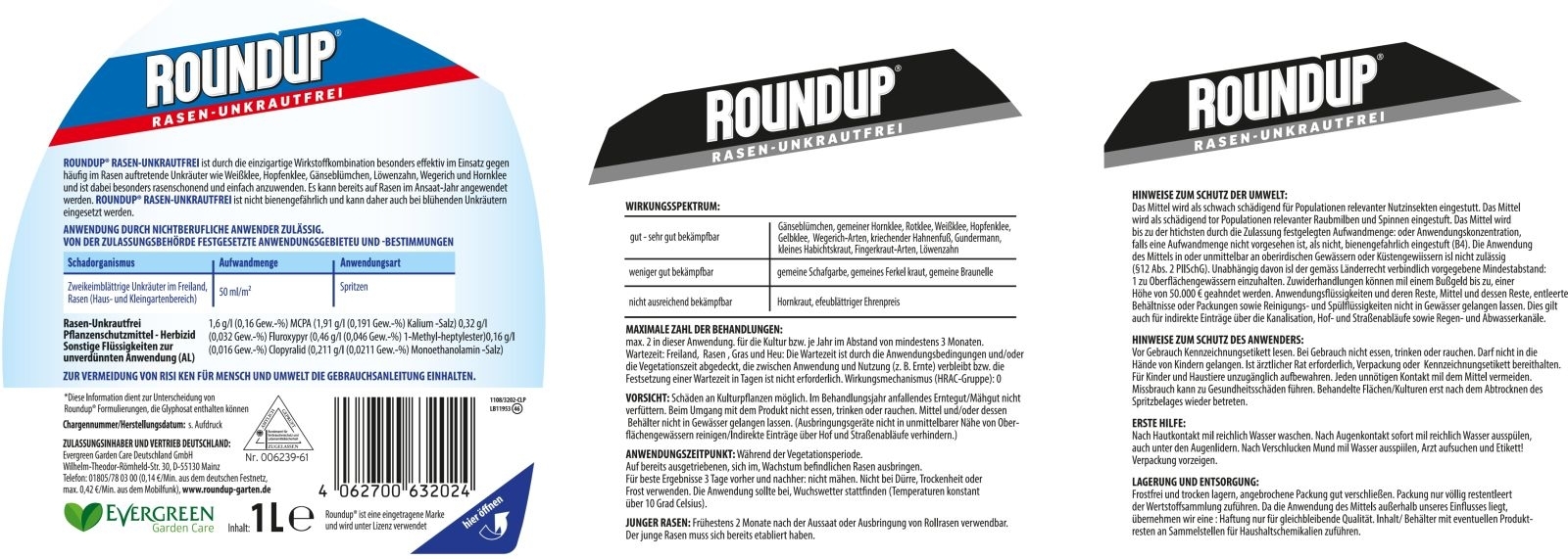 1 l Roundup Rasen Unkrautfrei ohne Glyphosat AF 1 l Roundup Rasen Unkrautfrei ohne Glyphosat AF