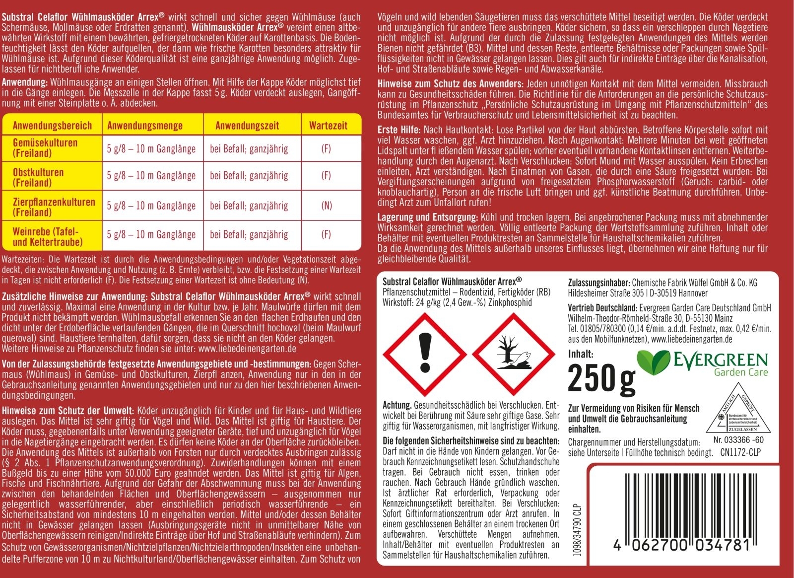250 g Wühlmausköder Arrex