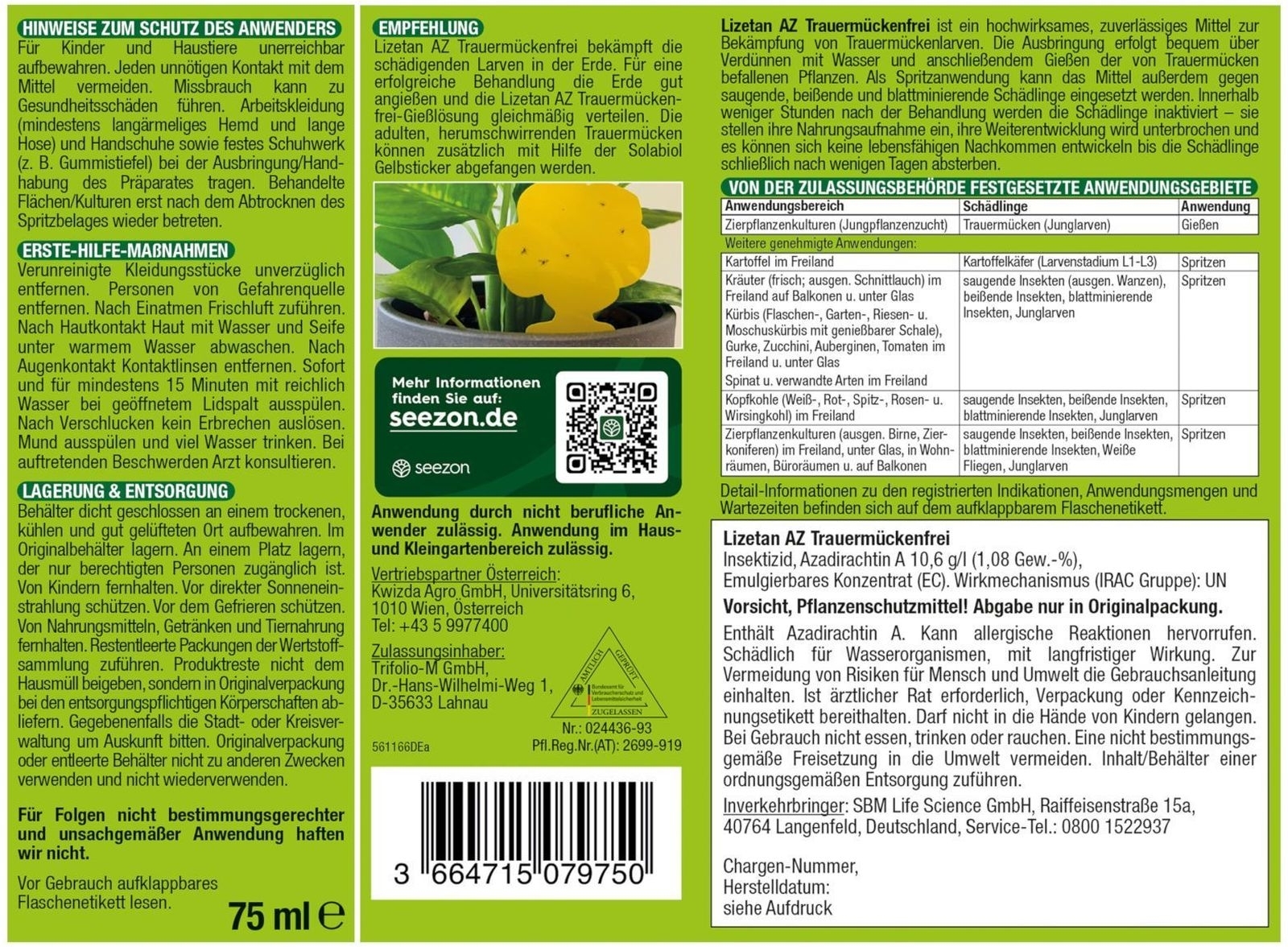75ml Lizetan AZ Trauermückenfrei
