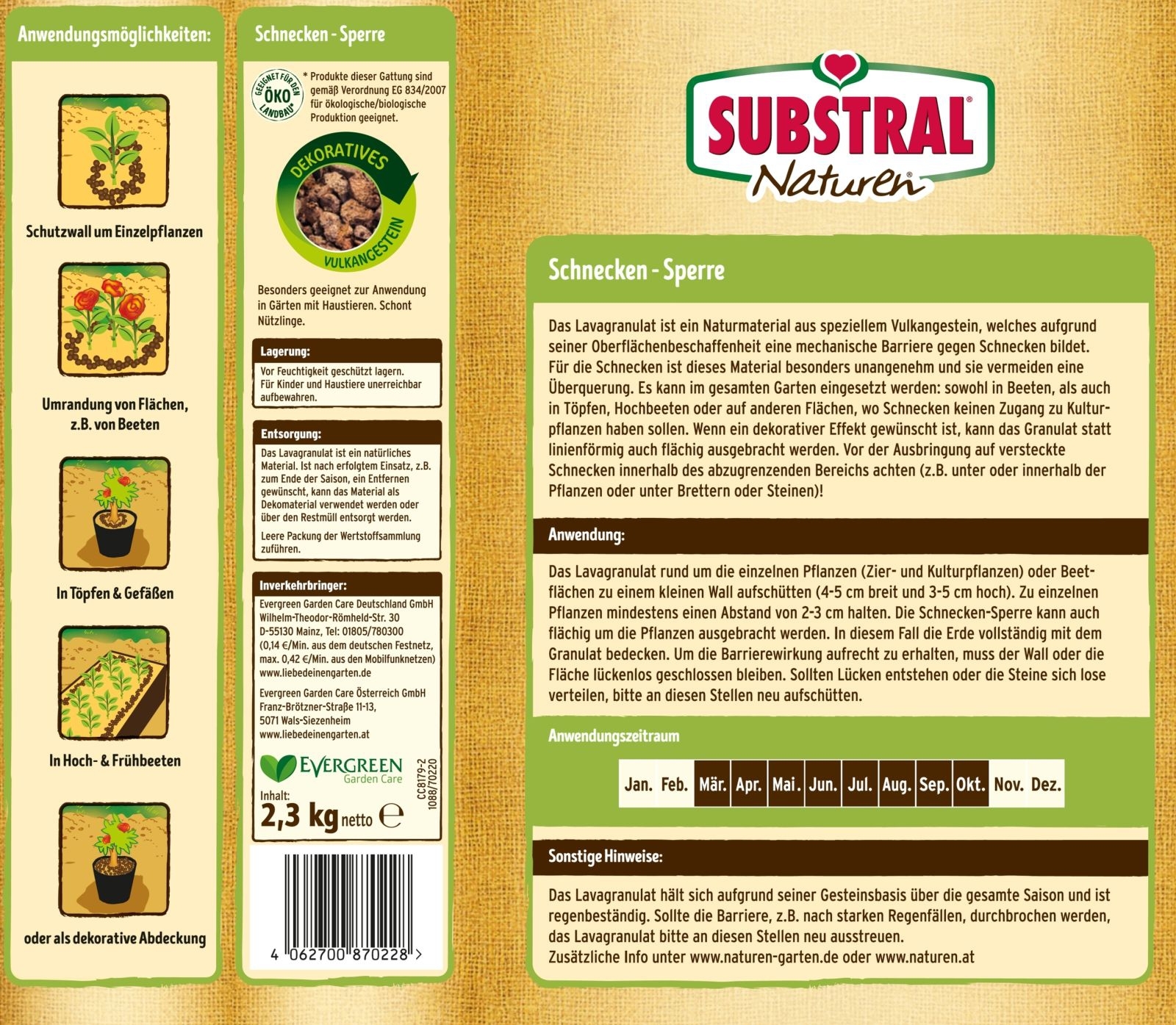 2,3kg SUBSTRAL NATUREN®BIO SCHNECKEN-SPERRE