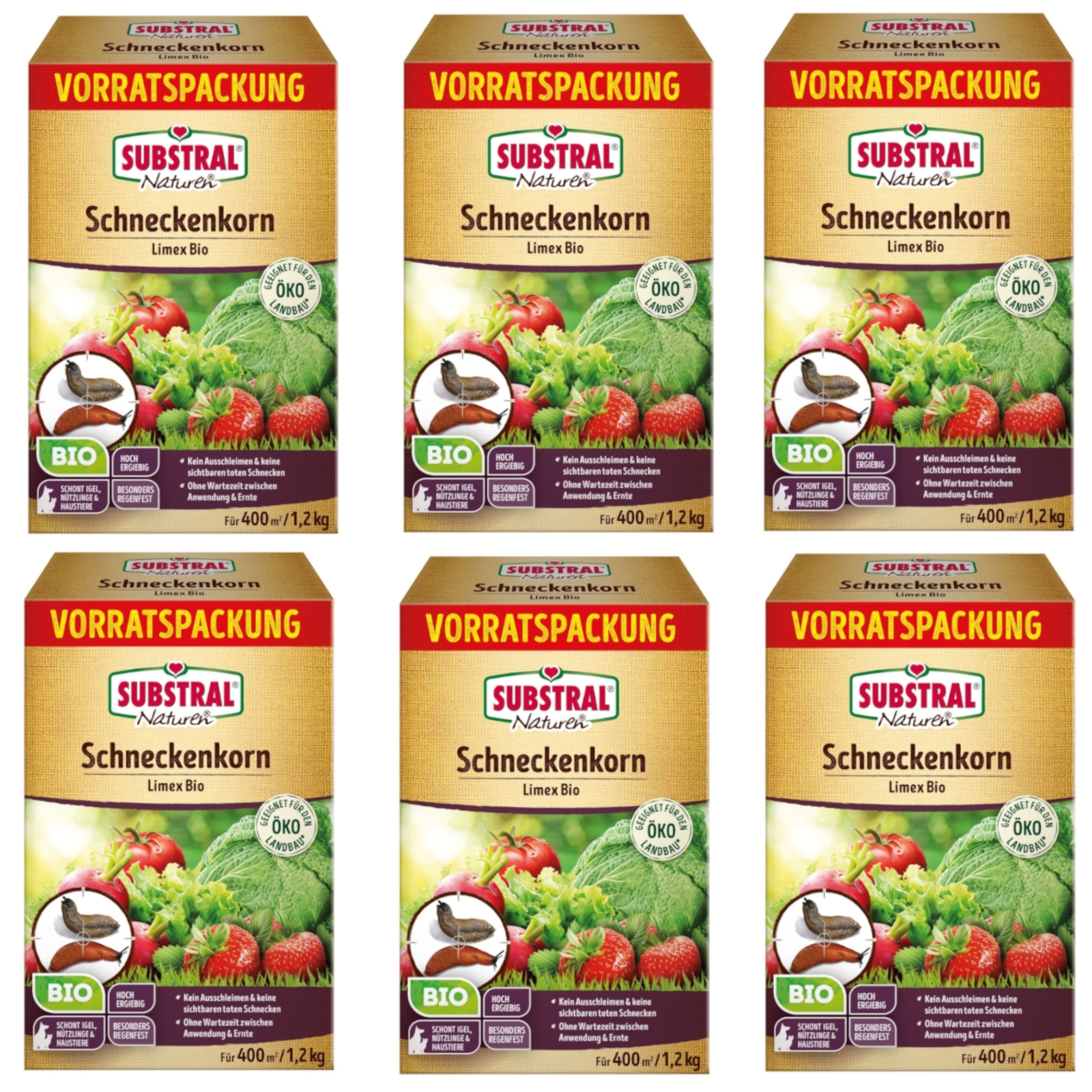 6 X 1,2kg SUBSTRAL BIO SCHNECKENKORN Limex 6 X 1,2kg SUBSTRAL BIO SCHNECKENKORN Limex