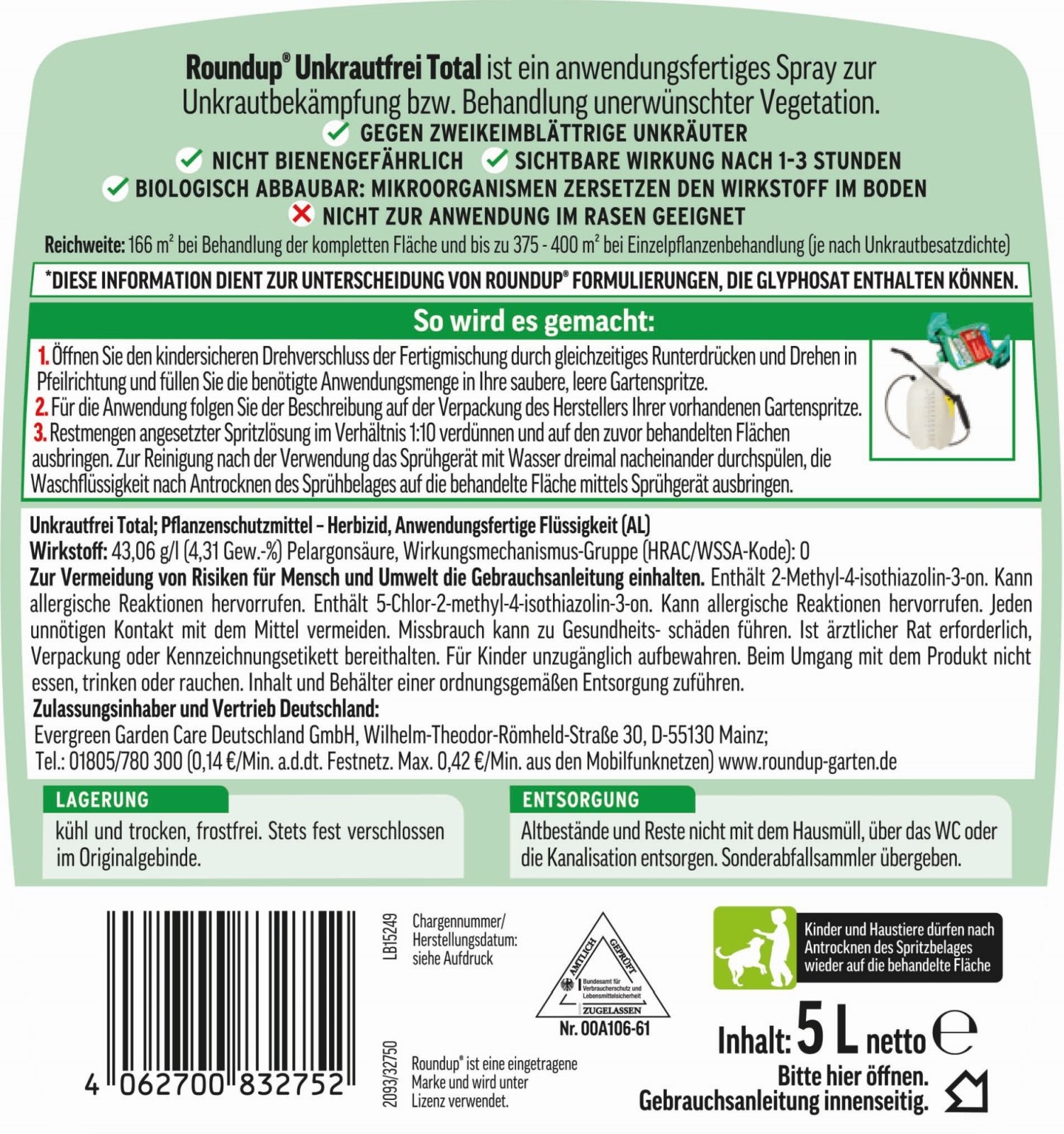 5L Roundup®Unkrautfrei TOTAL