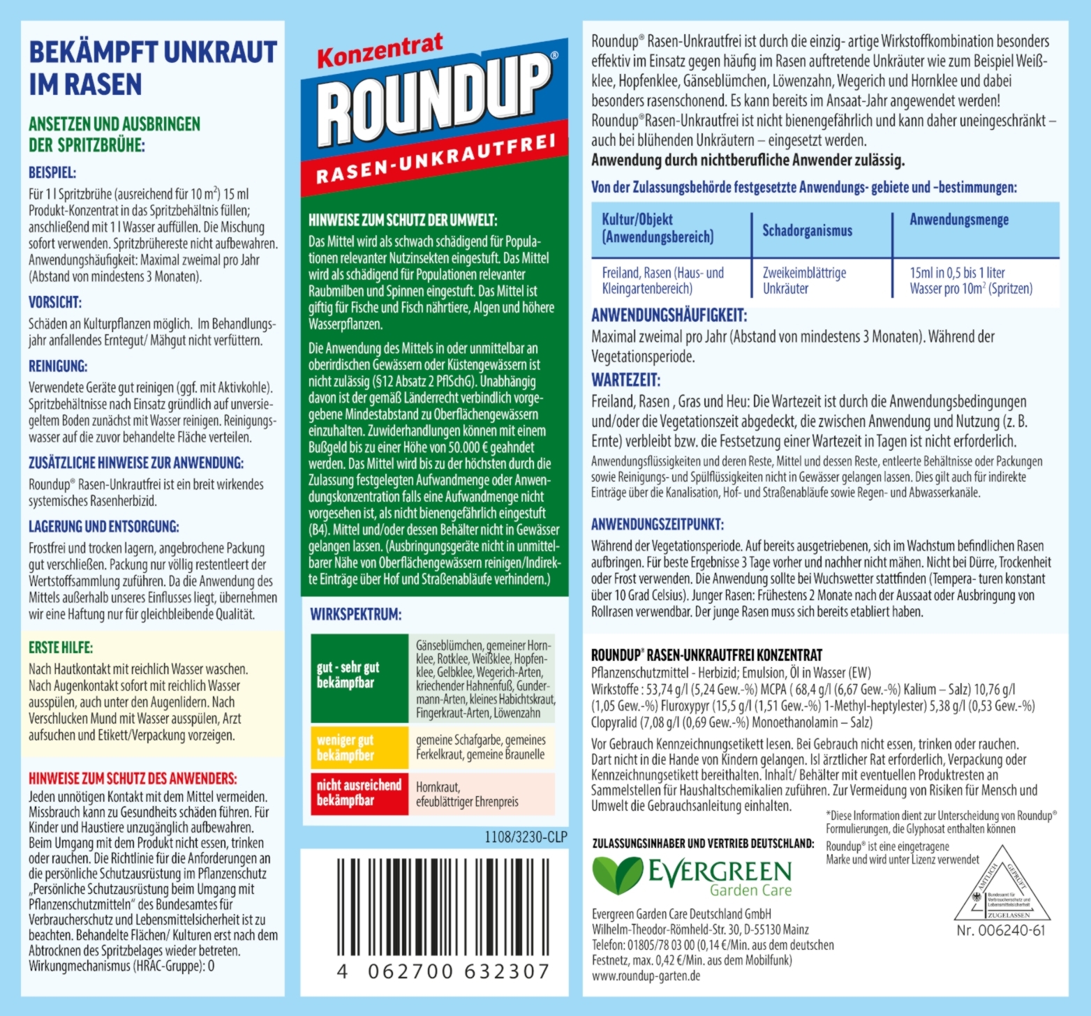500 ml Roundup Rasen Unkrautfrei ohne Glyphosat 500 ml Roundup Rasen Unkrautfrei ohne Glyphosat