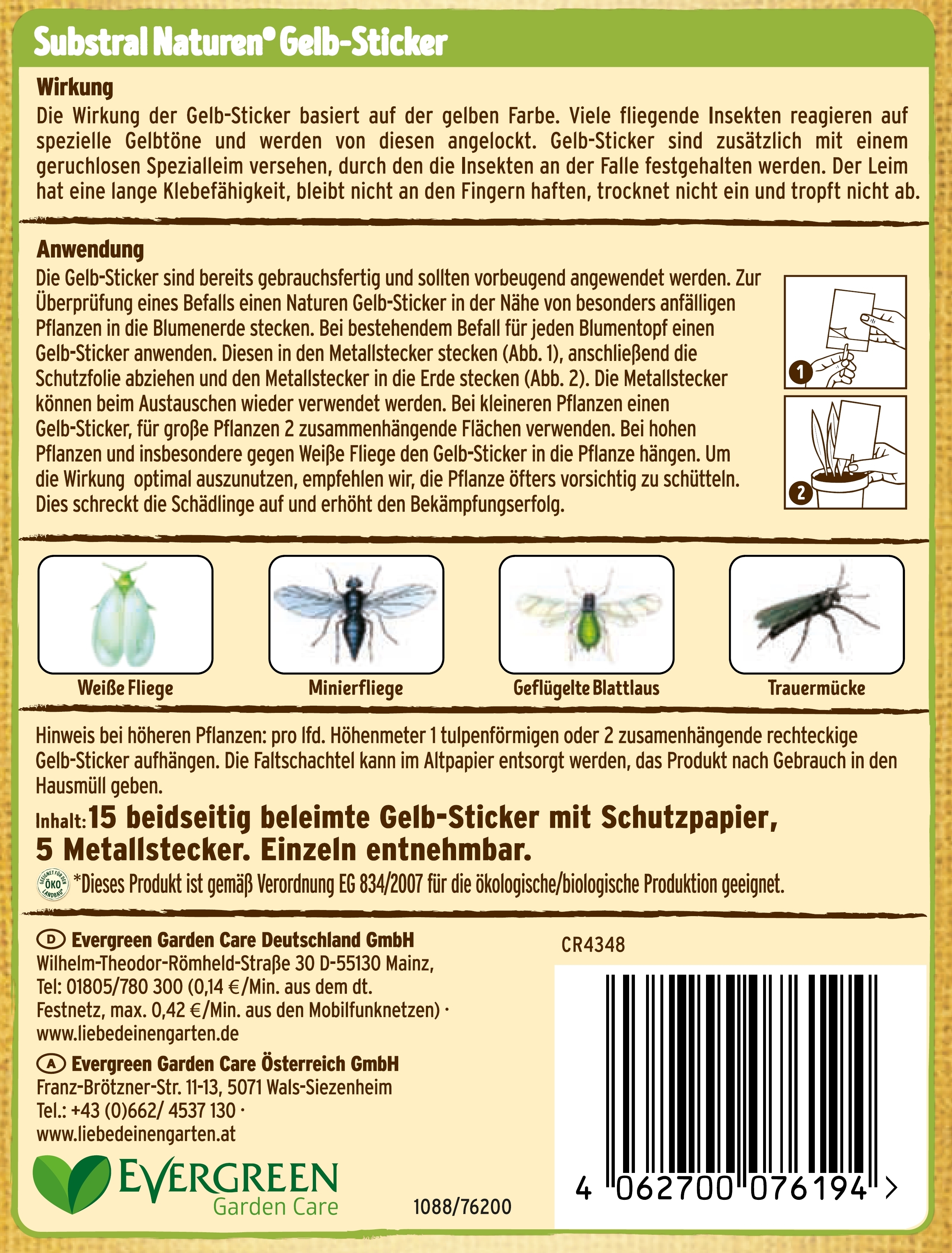 15 Stk. Bio Gelbstecker Naturen