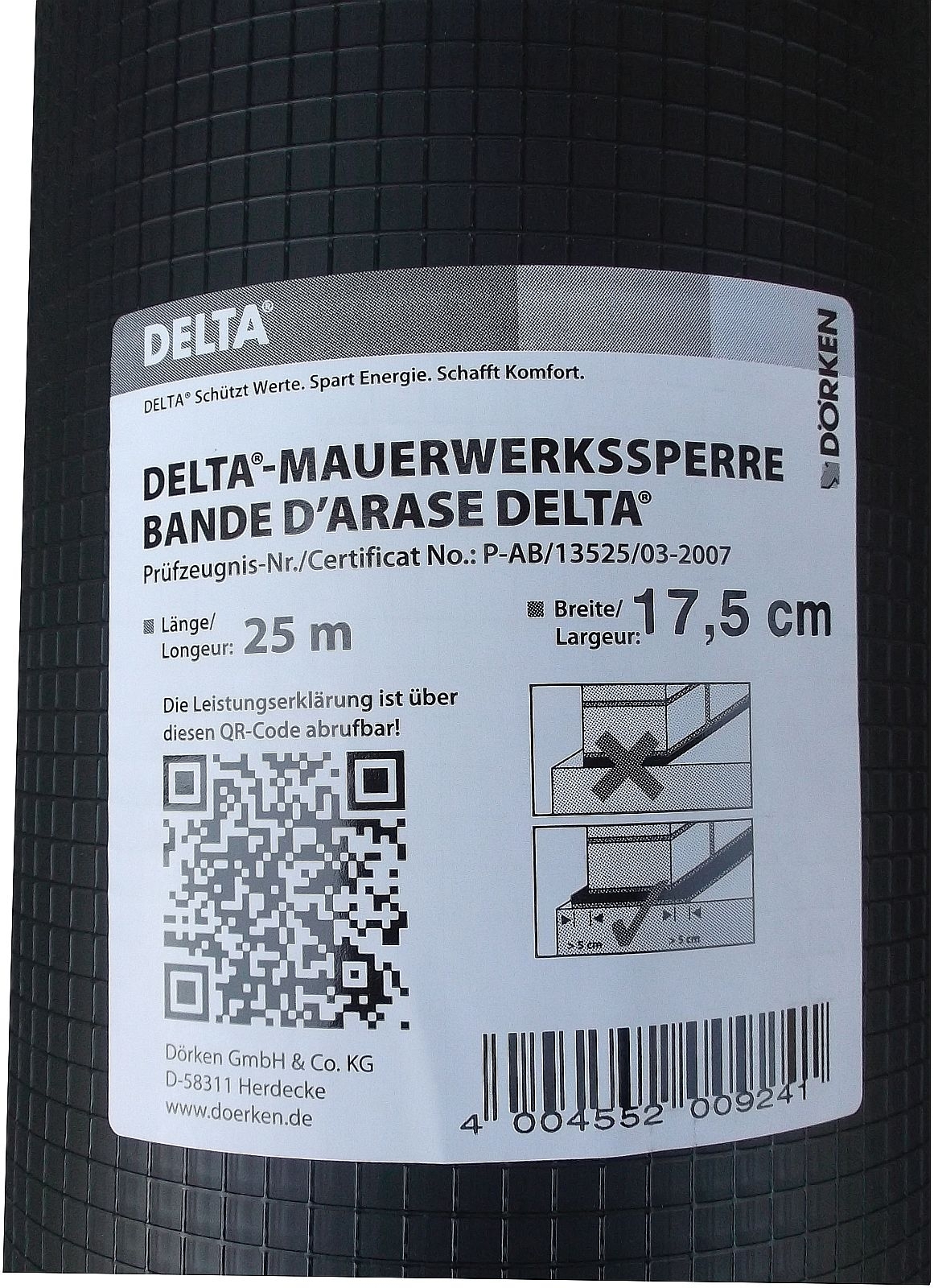 Delta 17,5cm-Mauerwerksperre, 25m (0,4mm) Delta 17,5cm-Mauerwerksperre, 25m (0,4mm)