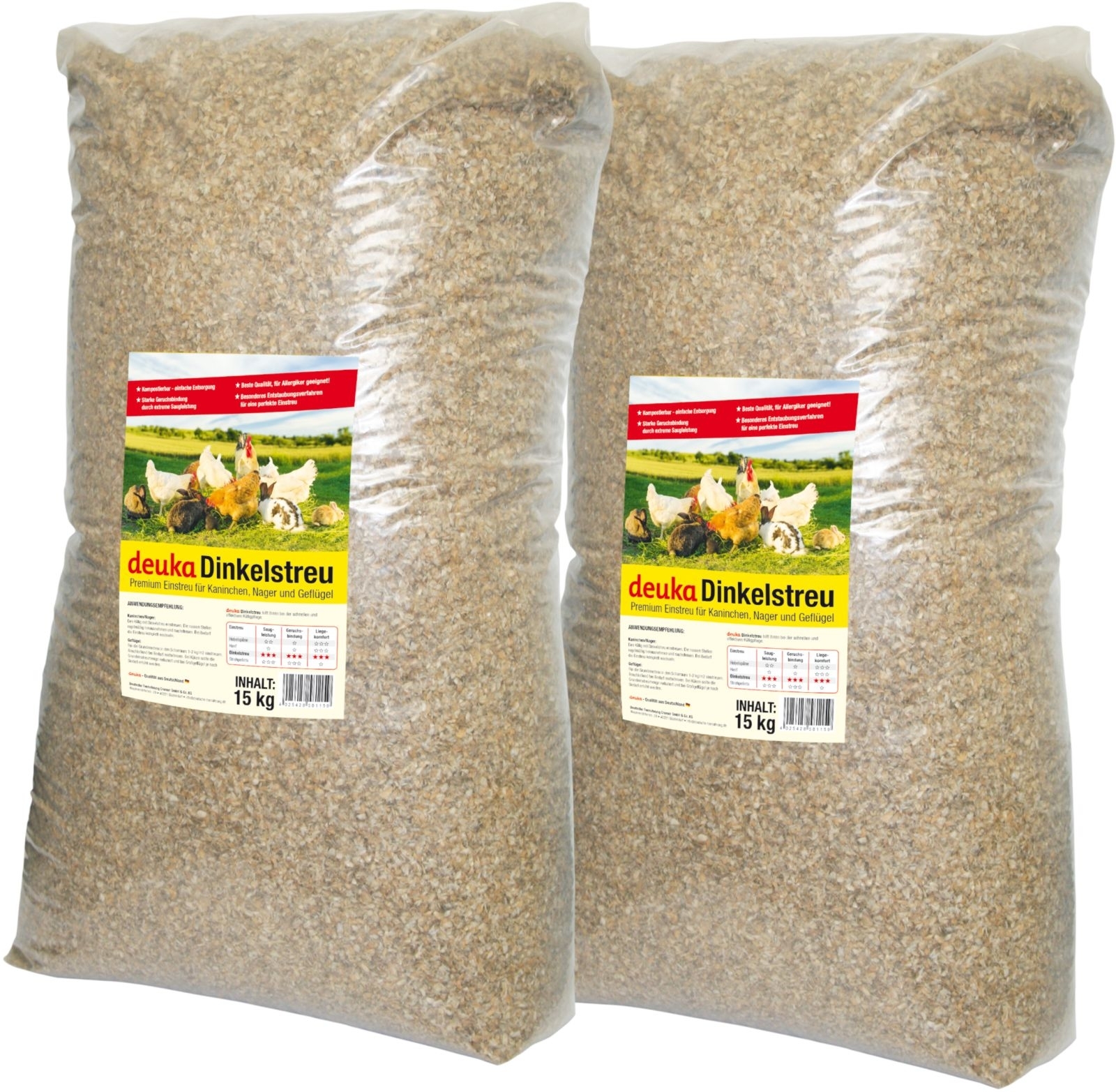 2x 15 Kg Deuka Dinkelstreu 2x 15 Kg Deuka Dinkelstreu
