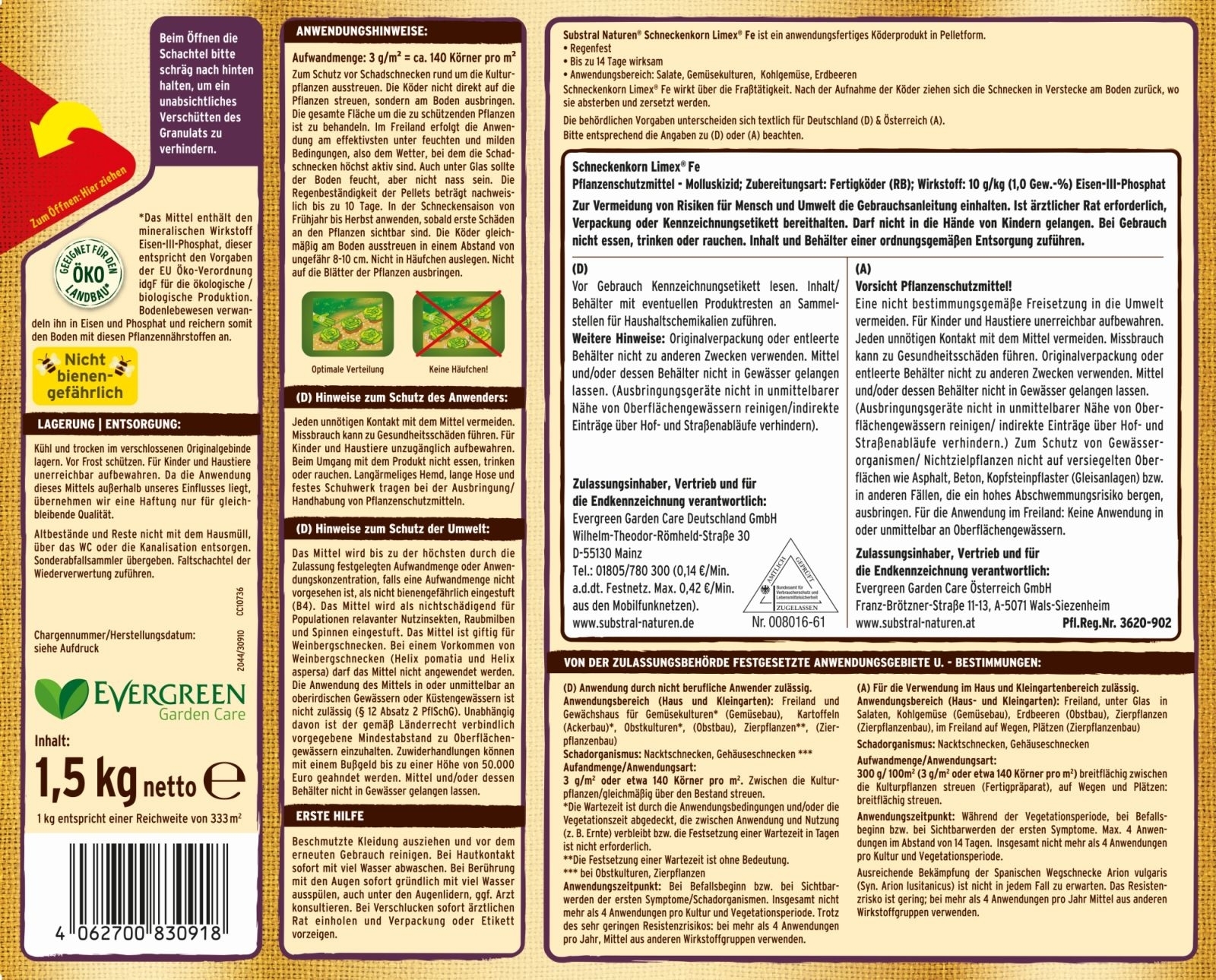 1,5kg SUBSTRAL BIO SCHNECKENKORN Limex