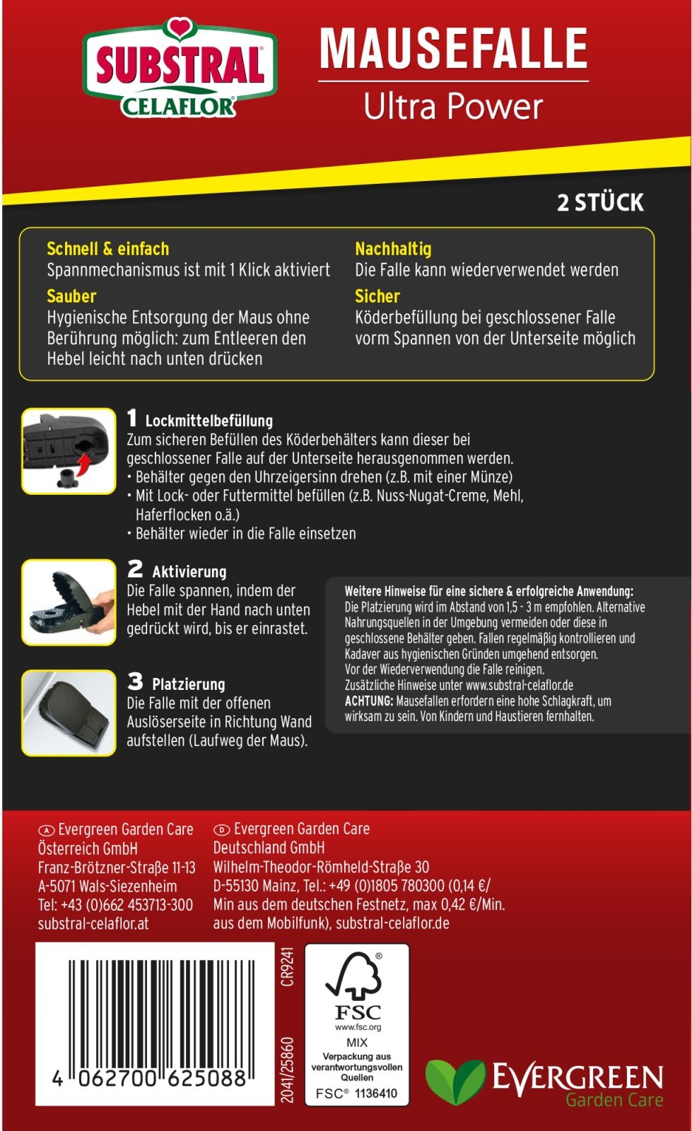 2 Stück Substral Mausefalle Ultra Power SCHWARZ 2 Stück Substral Mausefalle Ultra Power SCHWARZ