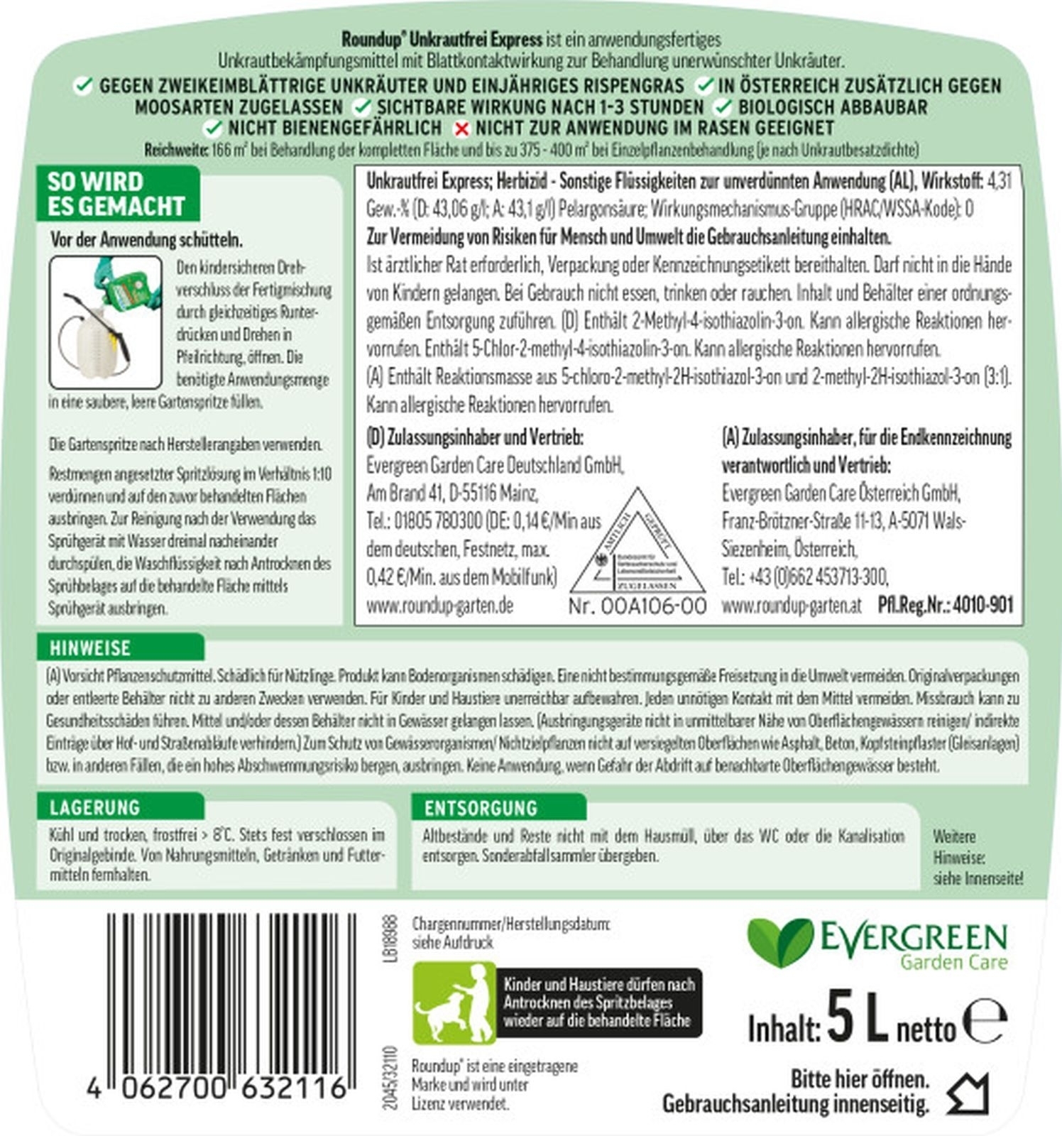 5L Roundup Unkrautfrei EXPRESS Fertigmischung