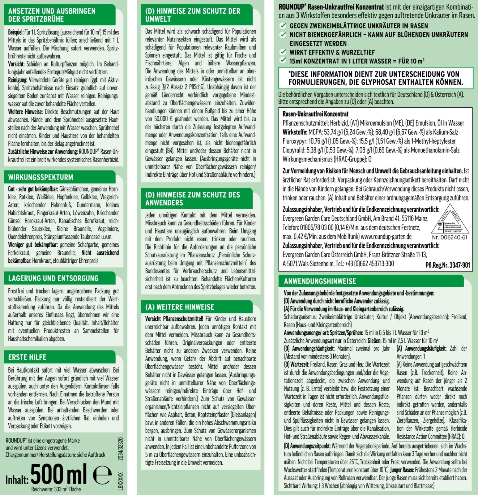 500ml Rasen-Unkrautfrei Konzentrat ohne Glyphosat 500ml Rasen-Unkrautfrei Konzentrat ohne Glyphosat