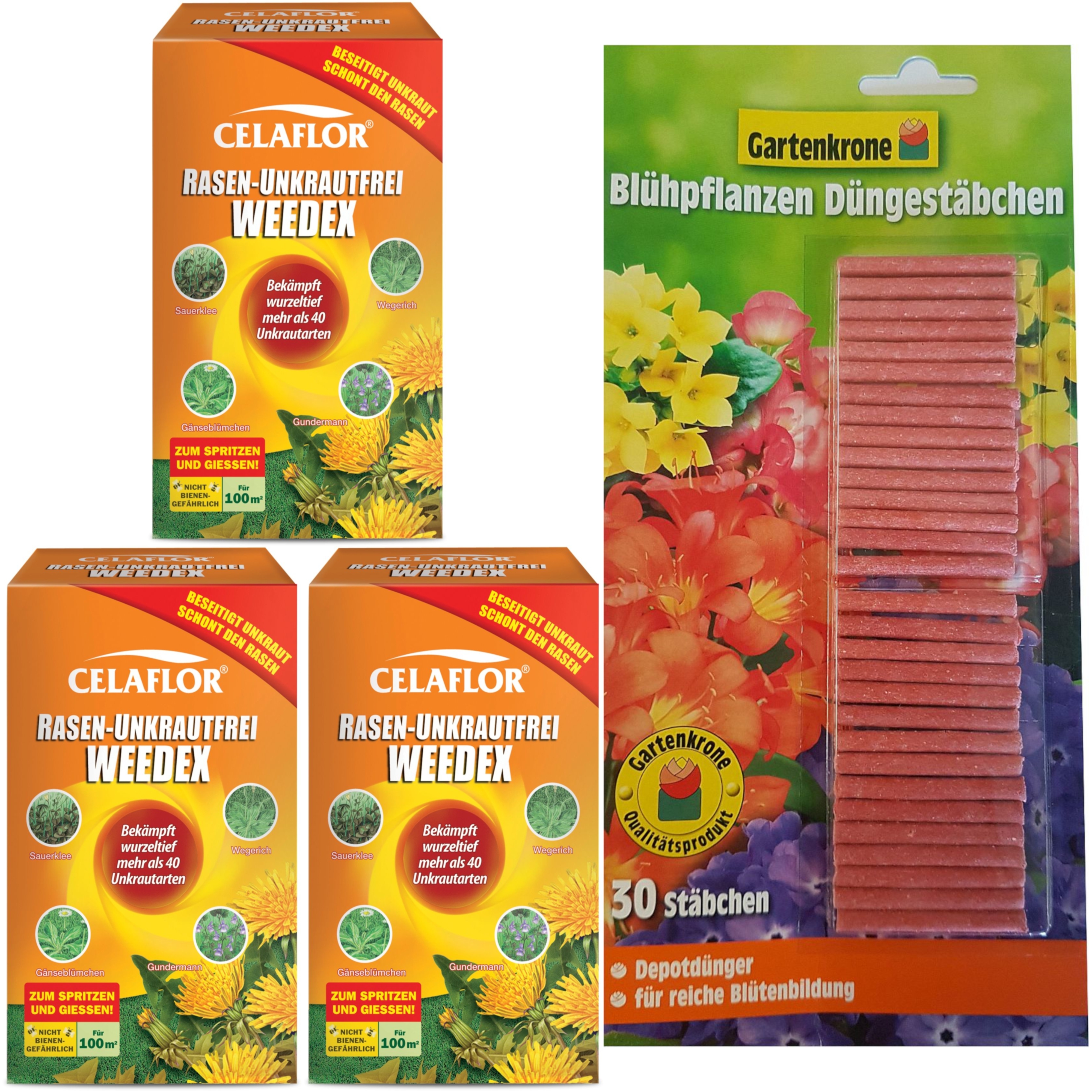 3 X 100 ml Rasen Unkrautfrei WEEDEX + 30er Düngest 3 X 100 ml Rasen Unkrautfrei WEEDEX + 30er Düngest