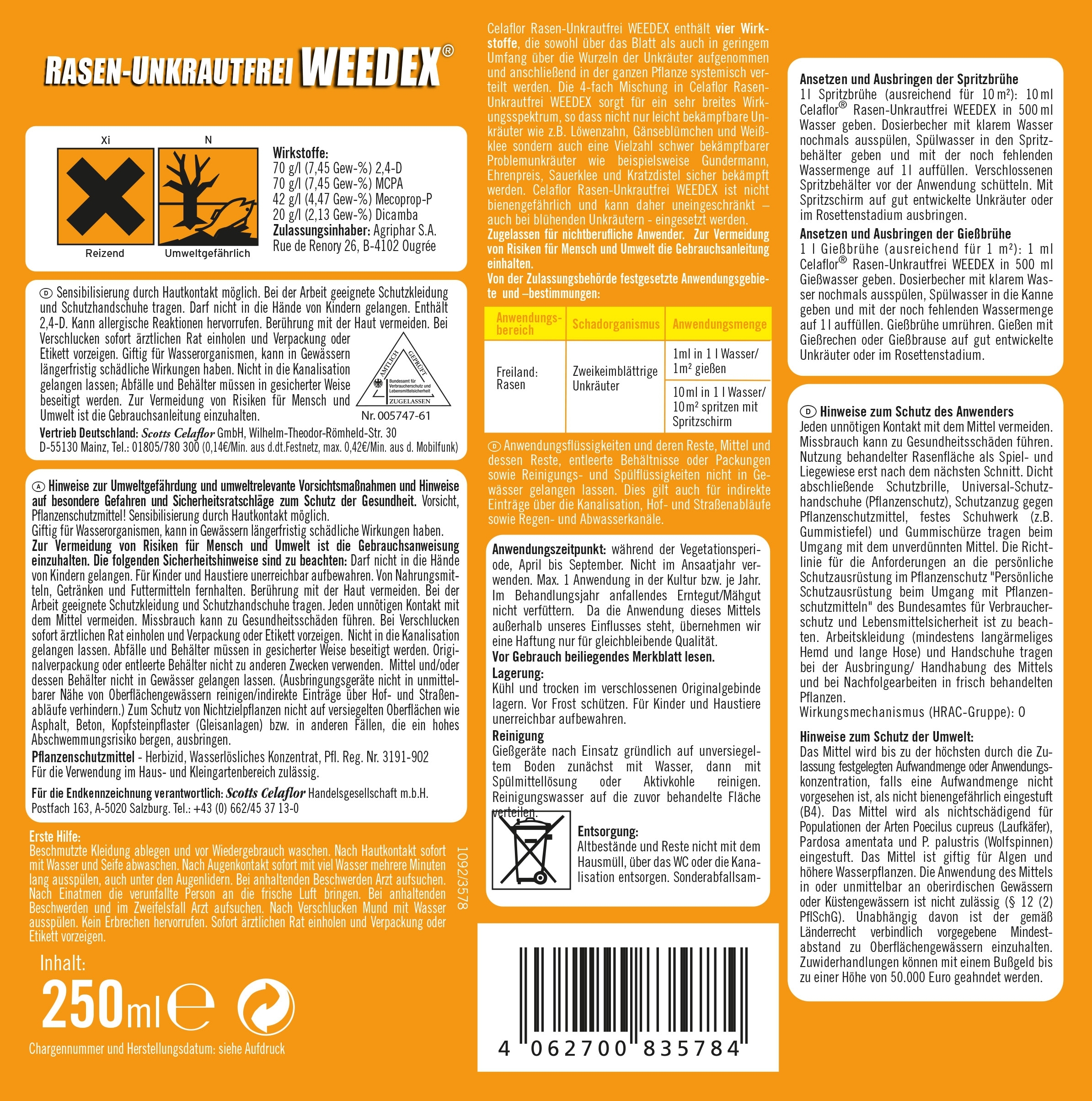 100 ml Rasen Unkrautfrei WEEDEX 100 ml Rasen Unkrautfrei WEEDEX