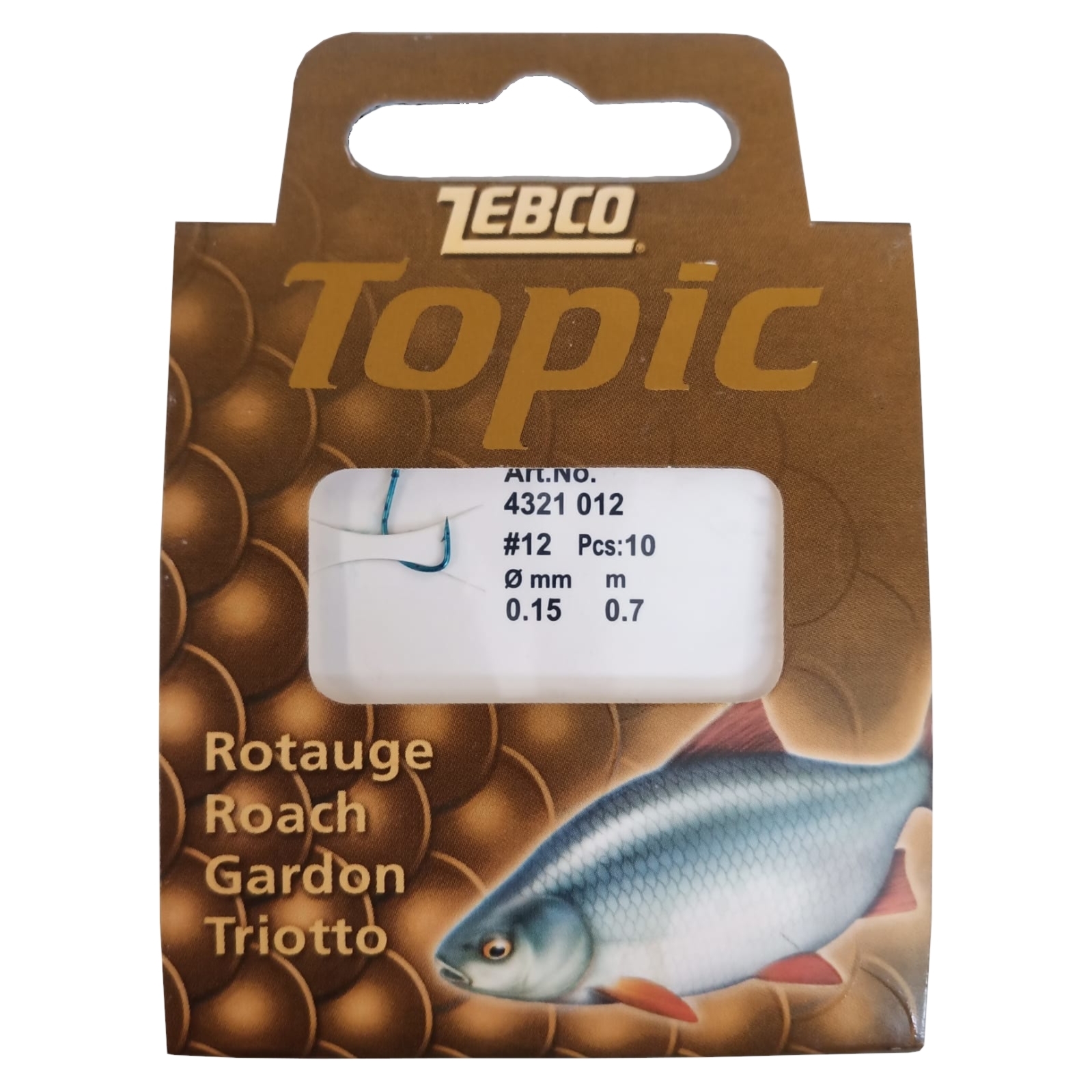 Topic Rotaugenhaken Größe 12, Vorfach 0,15mm