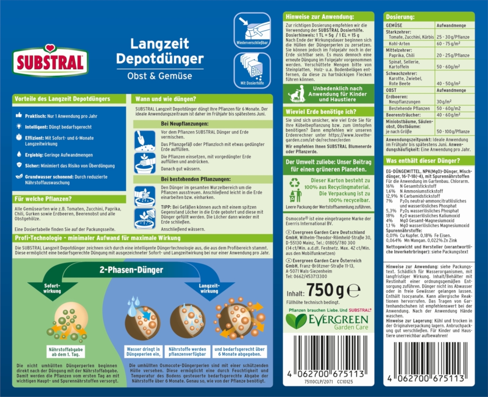2 X750g Langzeit Depotdünger für OBST & GEMÜSE