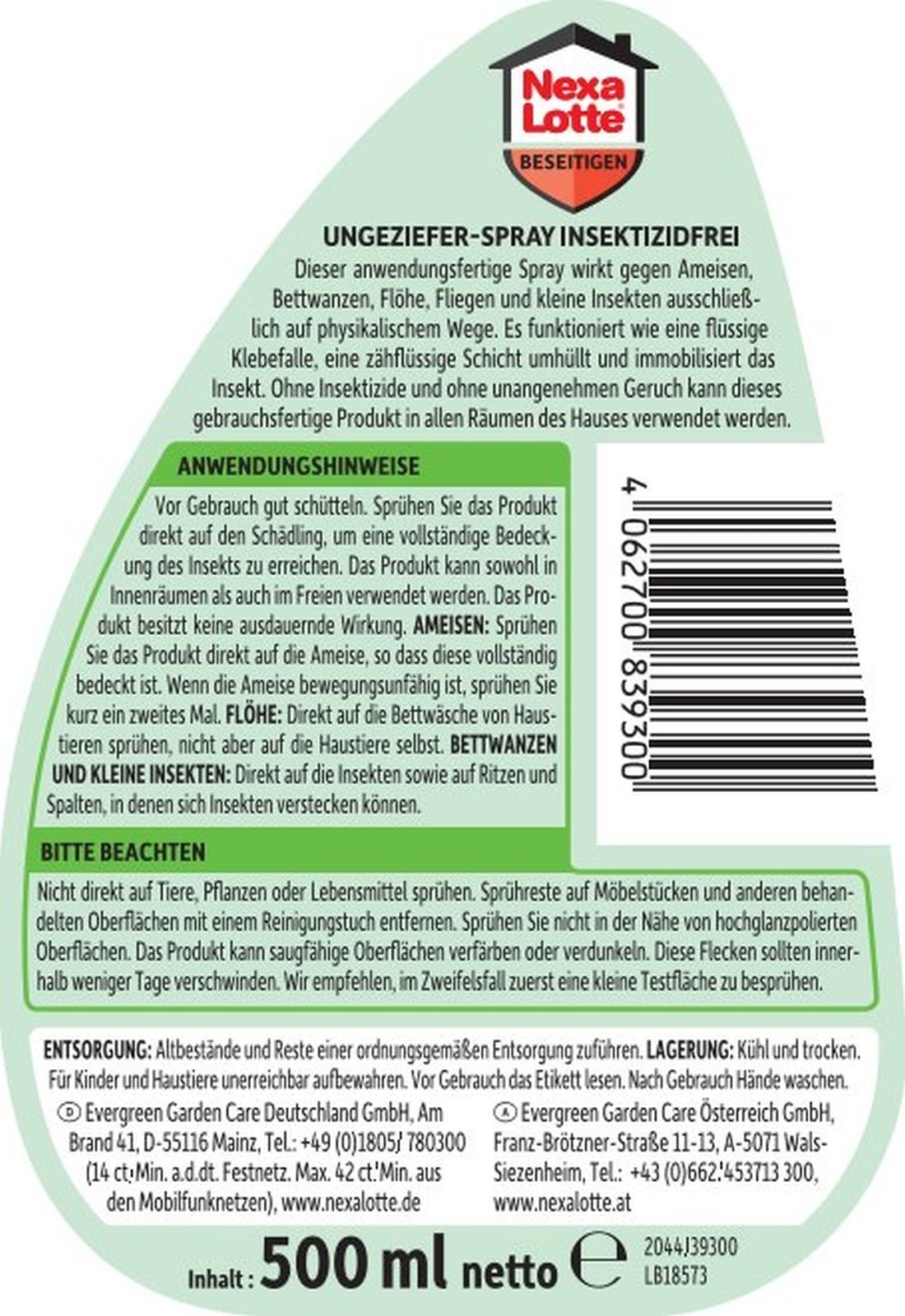 500ml Nexa Lotte Ungeziefer-Spray Insektizidfrei 500ml Nexa Lotte Ungeziefer-Spray Insektizidfrei