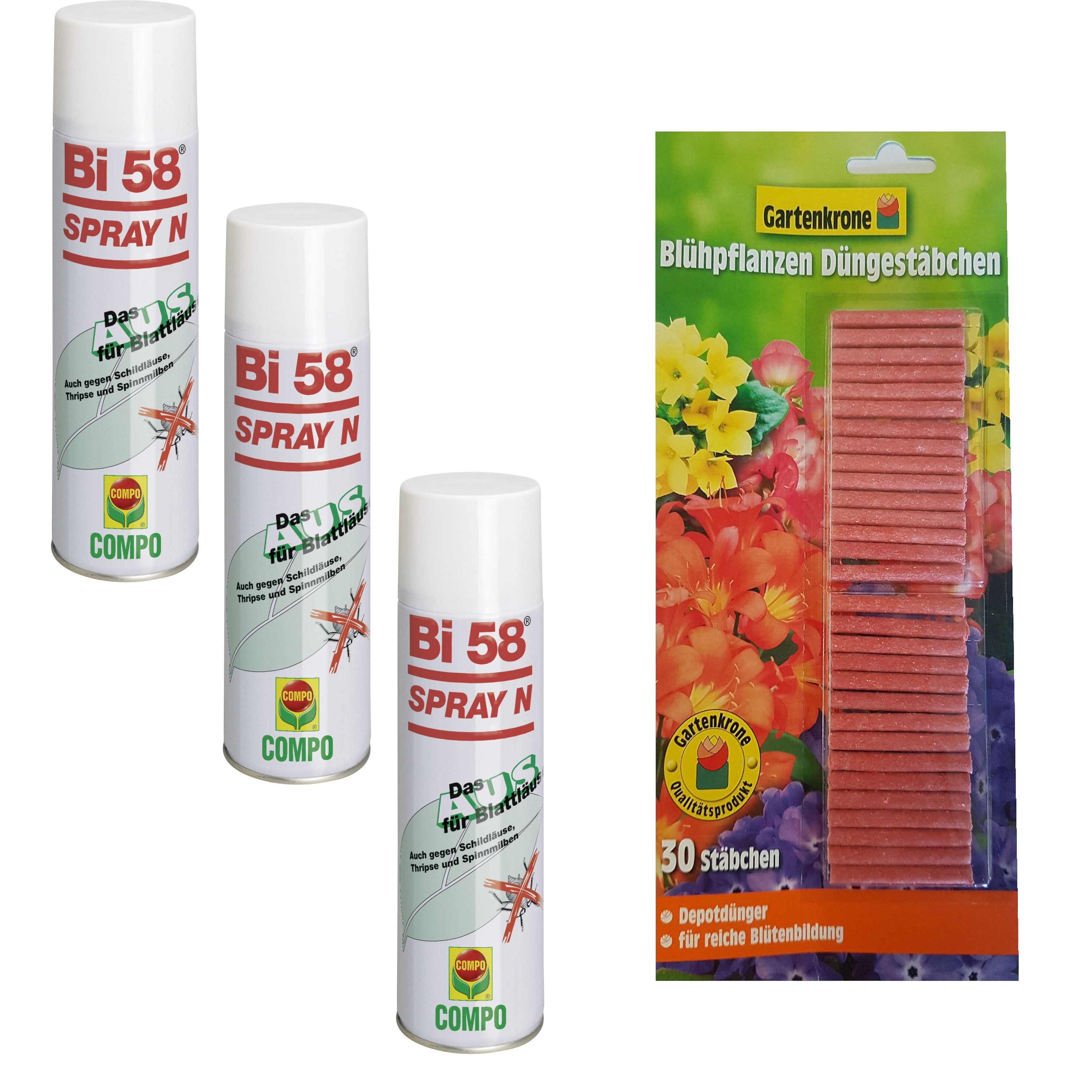 3 X 400 ml BI 58 Spray + 30er Düngestb. 3 X 400 ml BI 58 Spray + 30er Düngestb.