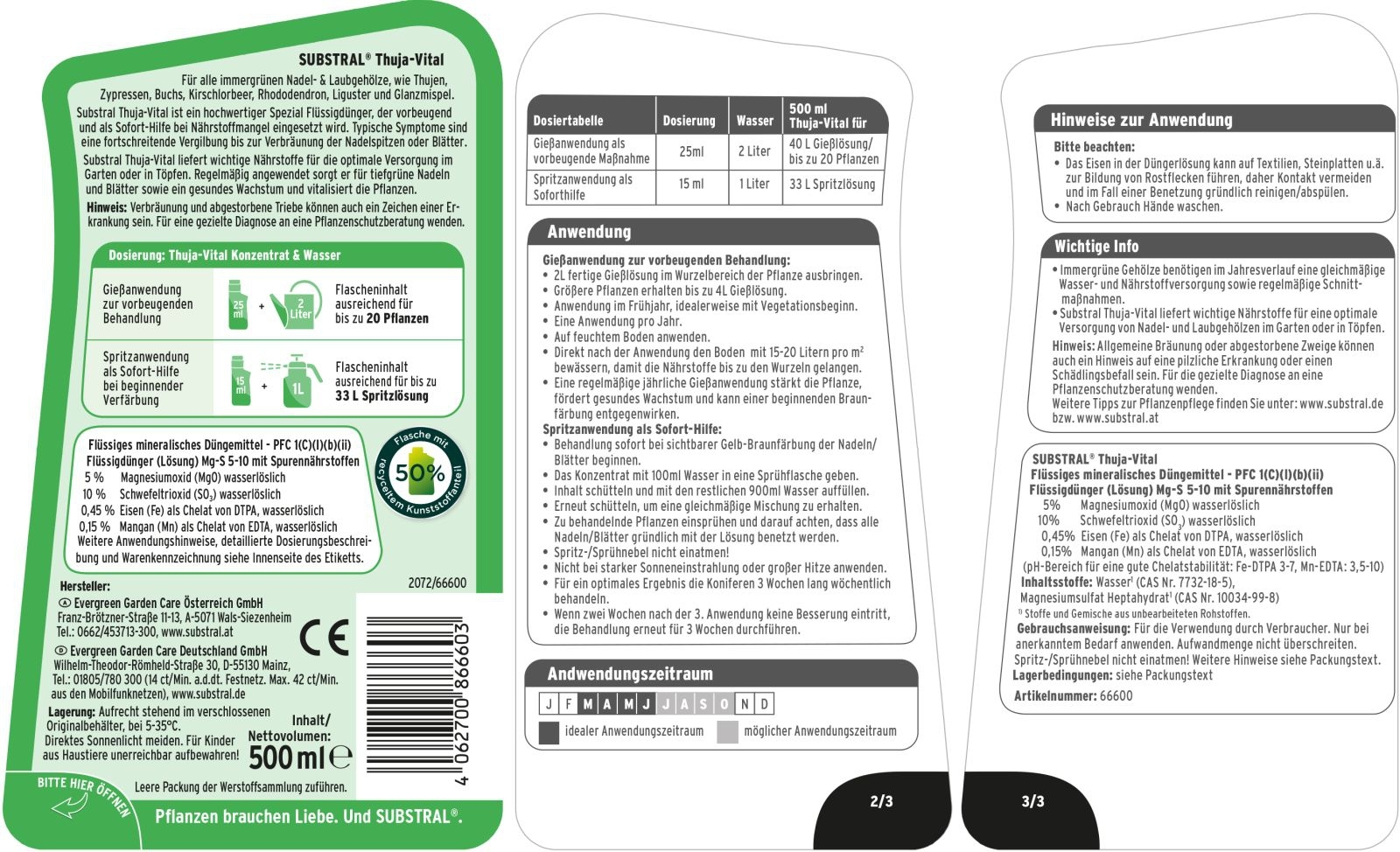 6 X 500ml Substral®Thuja Vital 6 X 500ml Substral®Thuja Vital