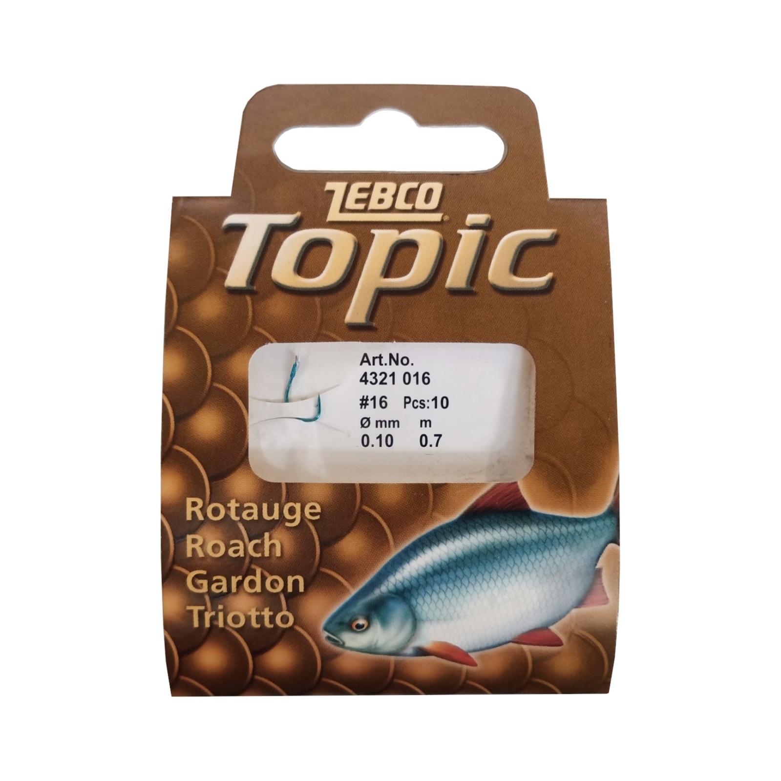 Topic Rotaugenhaken Größe 16, Vorfach 0,10mm Topic Rotaugenhaken Größe 16, Vorfach 0,10mm