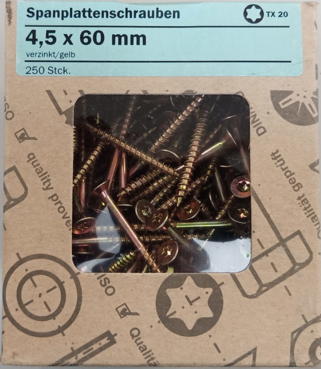 Spanplattenschrauben 4.5x60mm verzinkt 250 St/pc. Spanplattenschrauben 4.5x60mm verzinkt 250 St/pc.