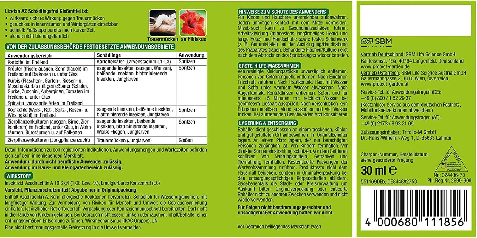 30ml Lizetan AZ Schädlingsfrei Gießmittel 30ml Lizetan AZ Schädlingsfrei Gießmittel