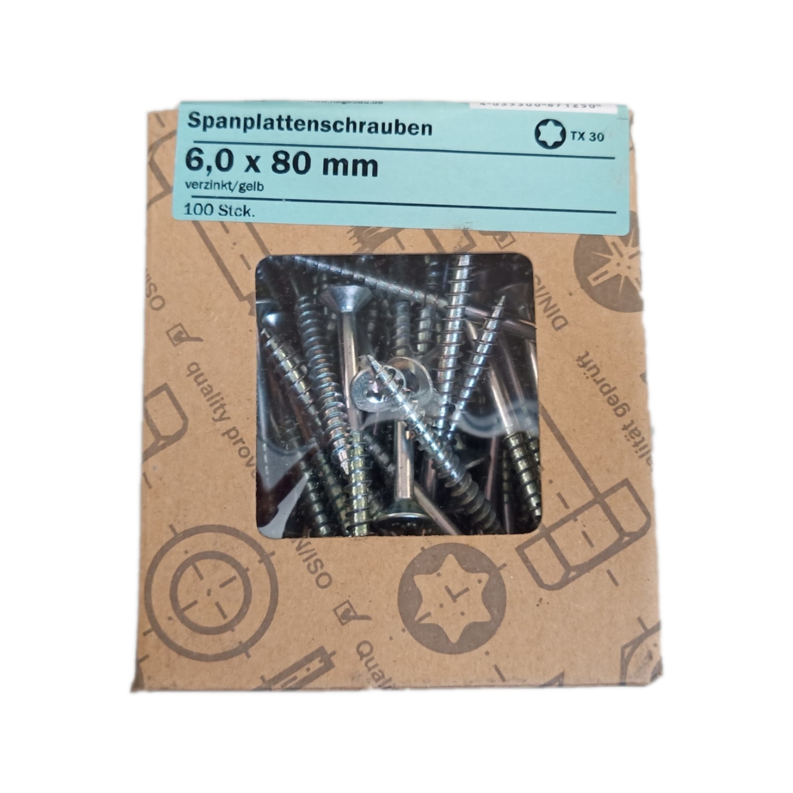 Spanplattenschrauben 6.0x80mm verzinkt 100 St/pc. Spanplattenschrauben 6.0x80mm verzinkt 100 St/pc.