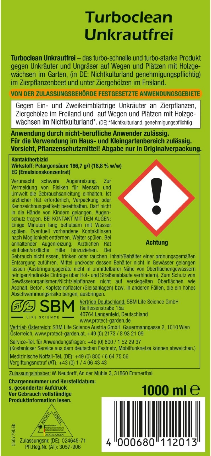 1 l Turboclean Unkrautfrei Konzentrat Protect Gard