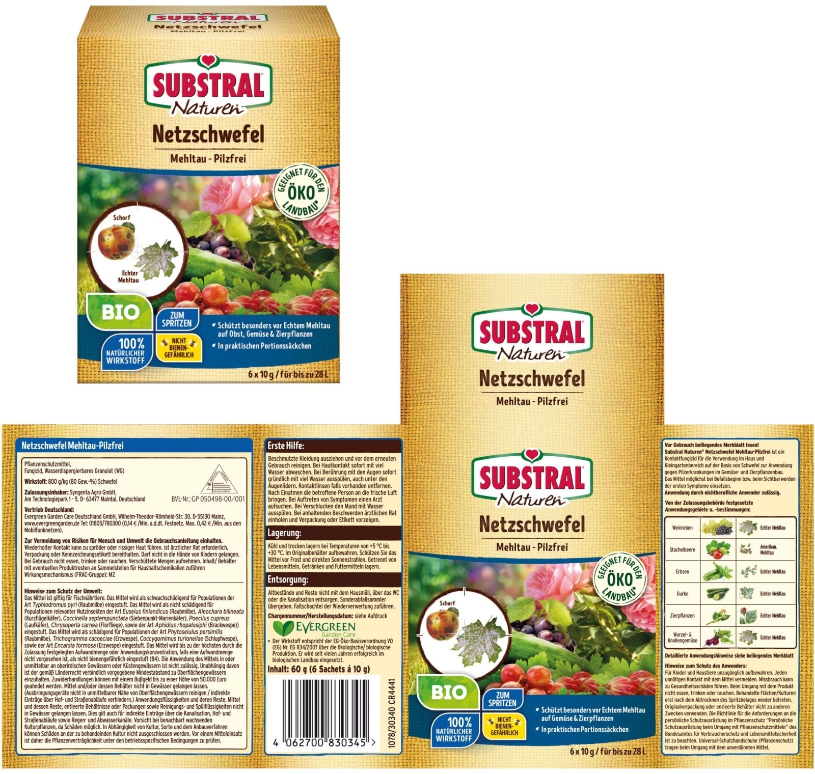 6 x 10 g Naturen Netzschwefel Mehltau-Pilzfrei 6 x 10 g Naturen Netzschwefel Mehltau-Pilzfrei