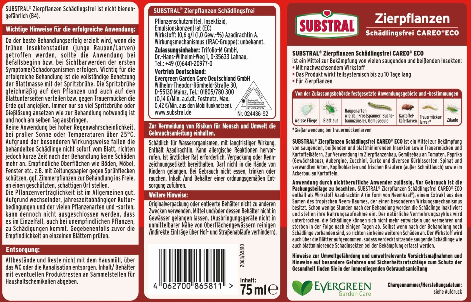 75ml Substral®Zierpflanzen Schädlingsfrei Careo Ec 75ml Substral®Zierpflanzen Schädlingsfrei Careo Ec