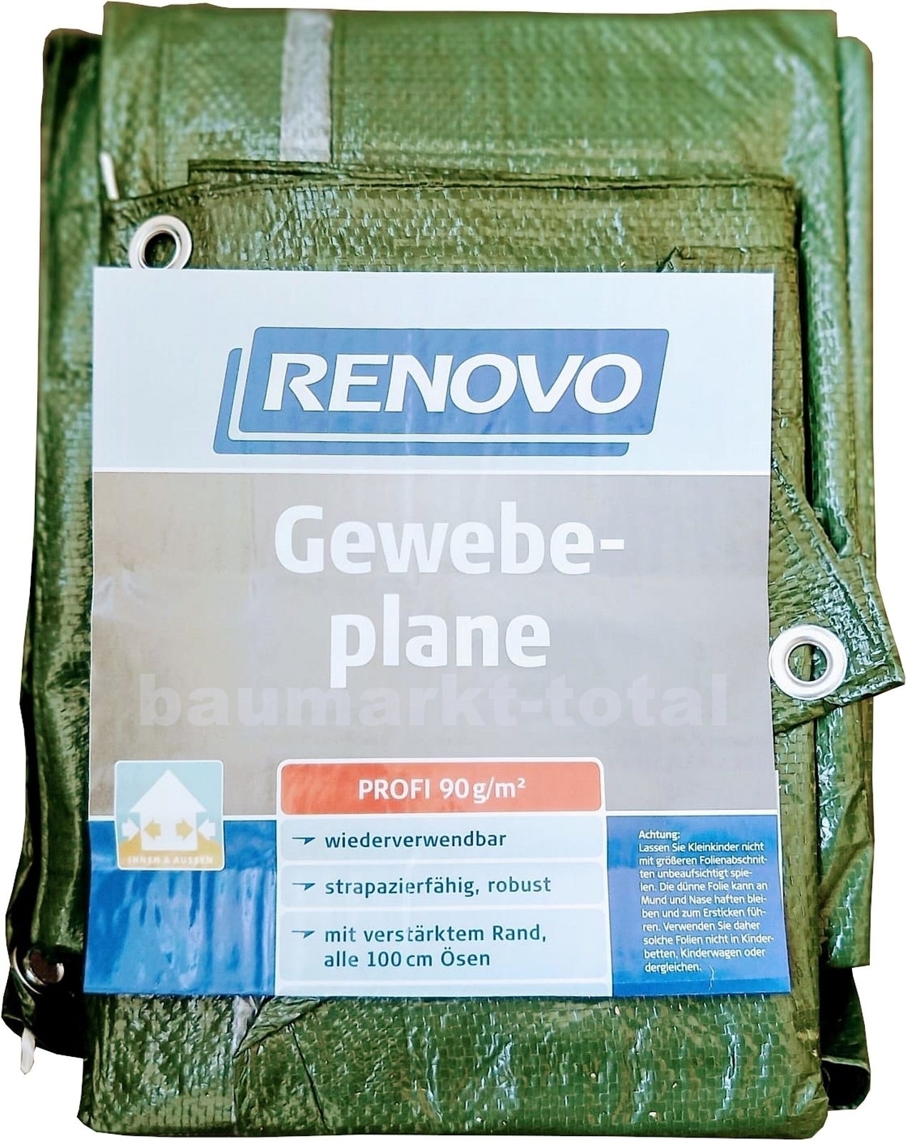 Renovo Gewebeplane 4x6 grün m. Ösen ca.90 g/m2