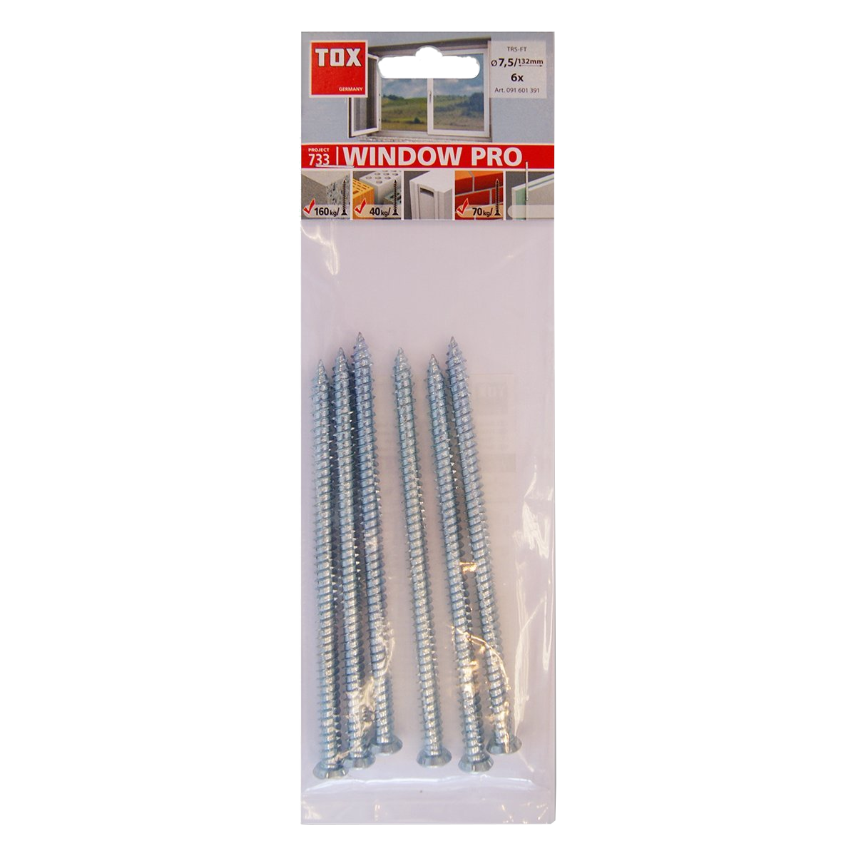 TOX Rahmenschraube Window Pro SK 7,5 x 132, 6 Stk. TOX Rahmenschraube Window Pro SK 7,5 x 132, 6 Stk.