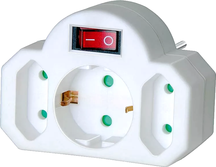 Adapterstecker Euro 2 + Schutzkontakt 1 mit Schalt Adapterstecker Euro 2 + Schutzkontakt 1 mit Schalt