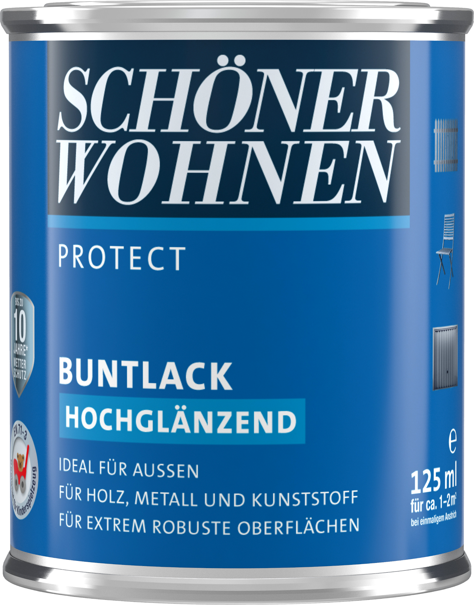 125ml Schöner Wohnen Protect Buntlack hochglänzend 7593 Erdbraun