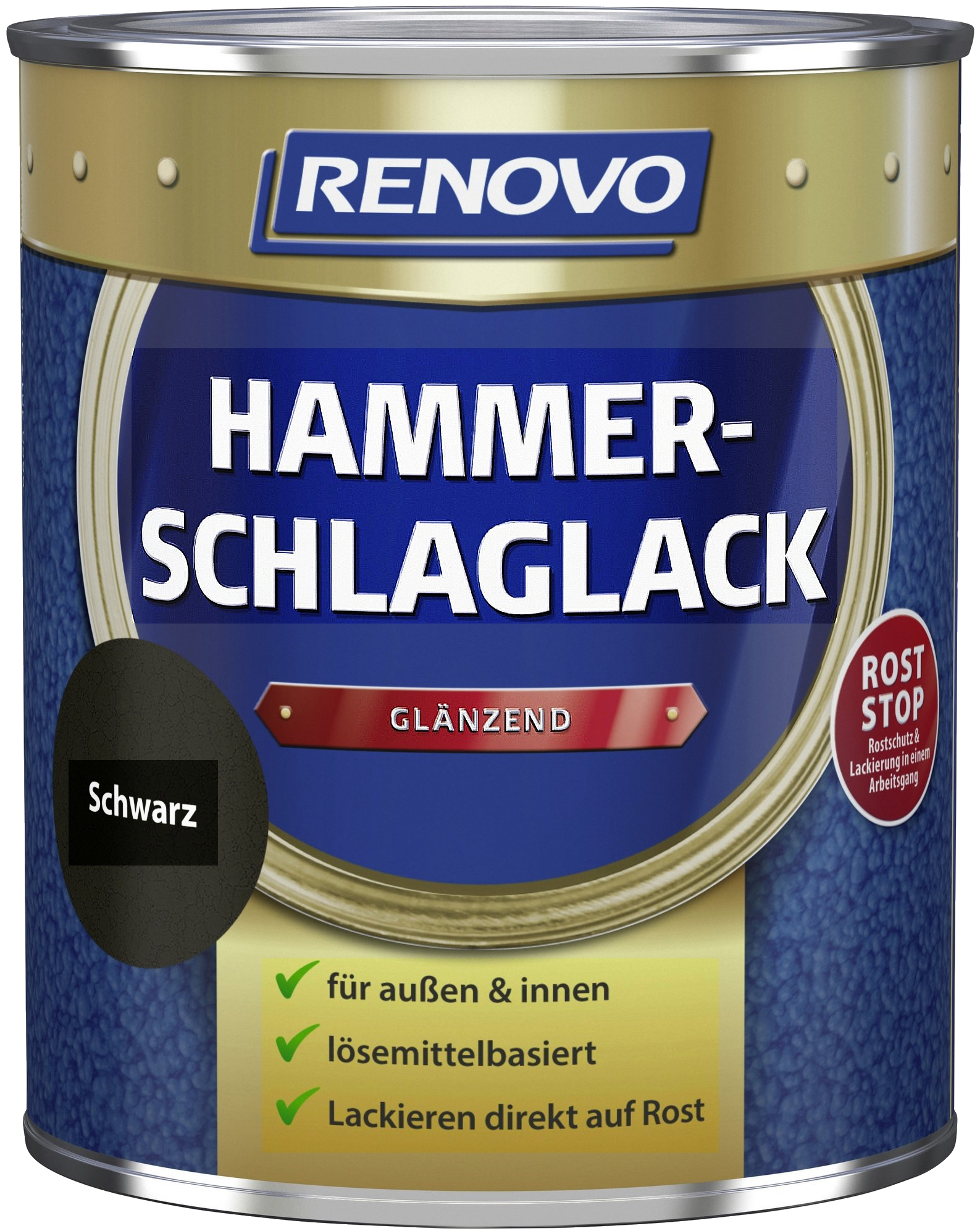750ml Renovo Hammerschlaglack glänzend schwarz 750ml Renovo Hammerschlaglack glänzend schwarz