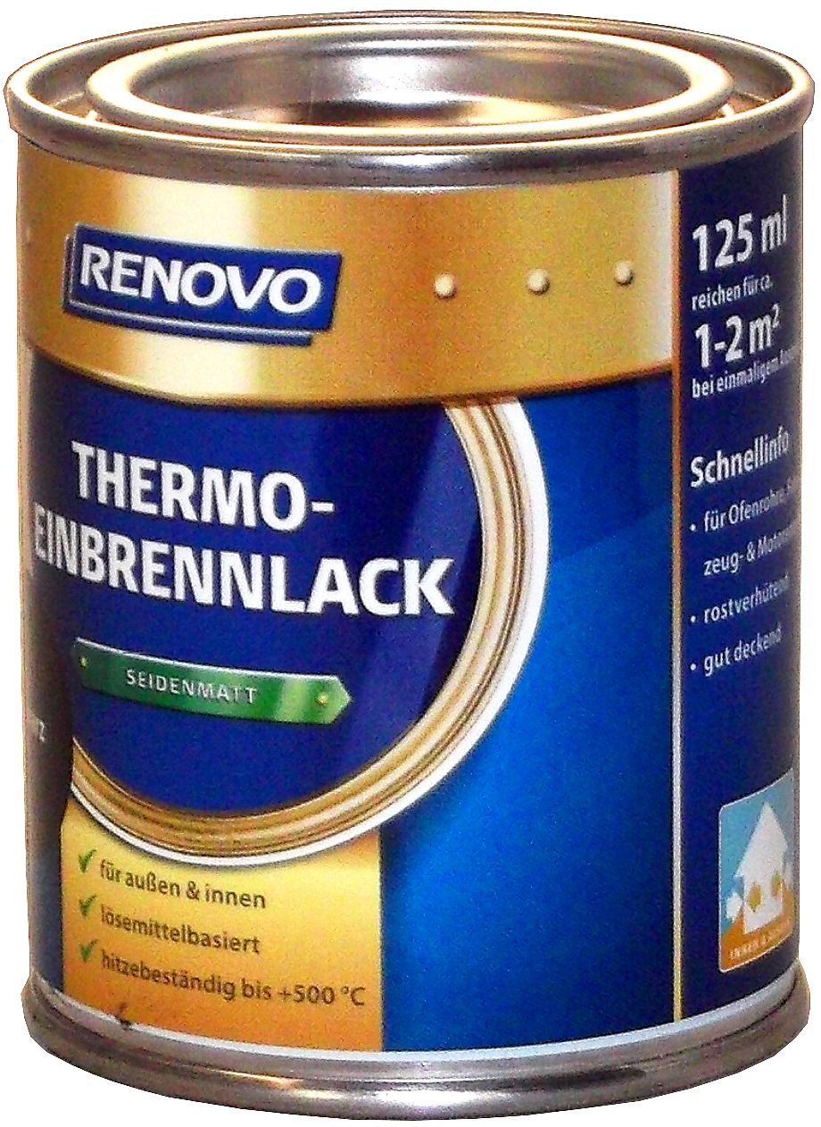 125ml Renovo Thermolack Einbrennlack schwarz 125ml Renovo Thermolack Einbrennlack schwarz