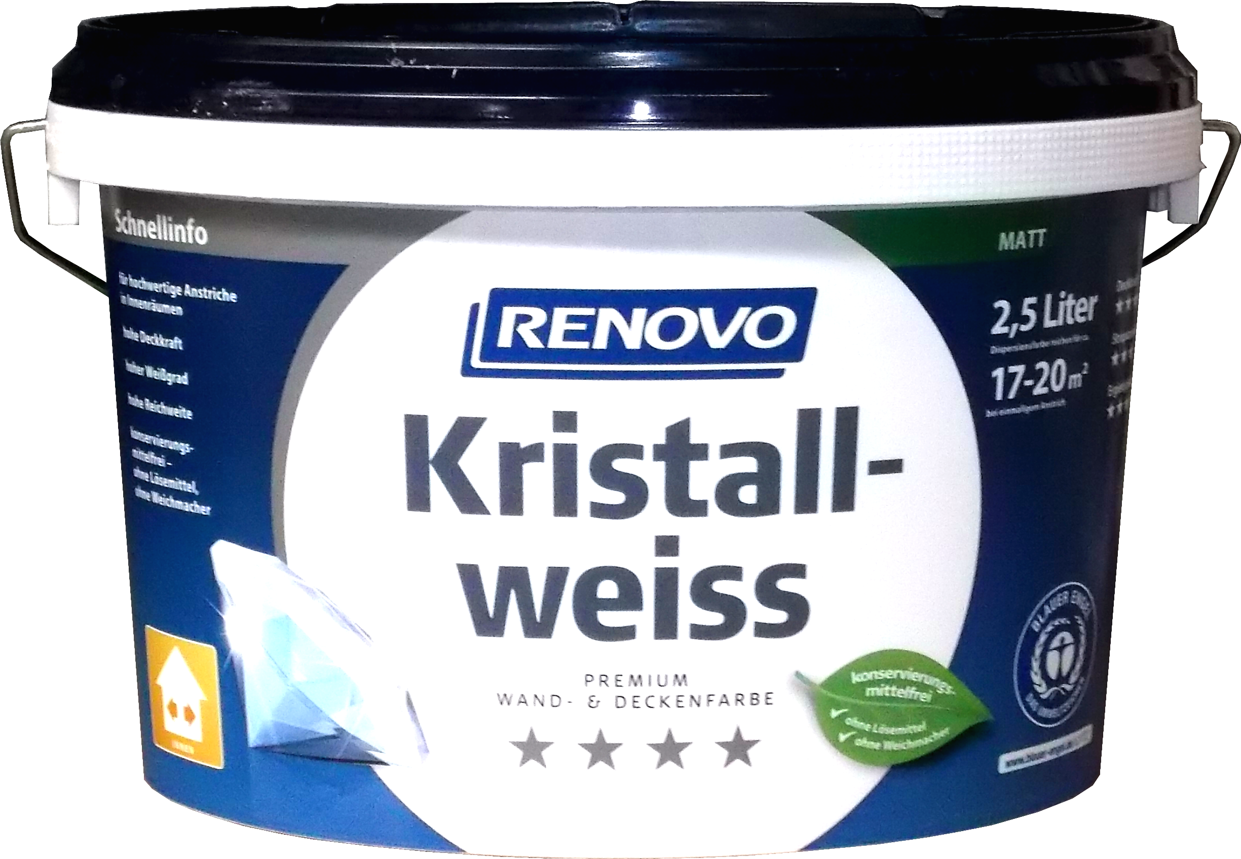 2,5L Renovo Kristallweiß waschbeständig ca.17qm 2,5L Renovo Kristallweiß waschbeständig ca.17qm