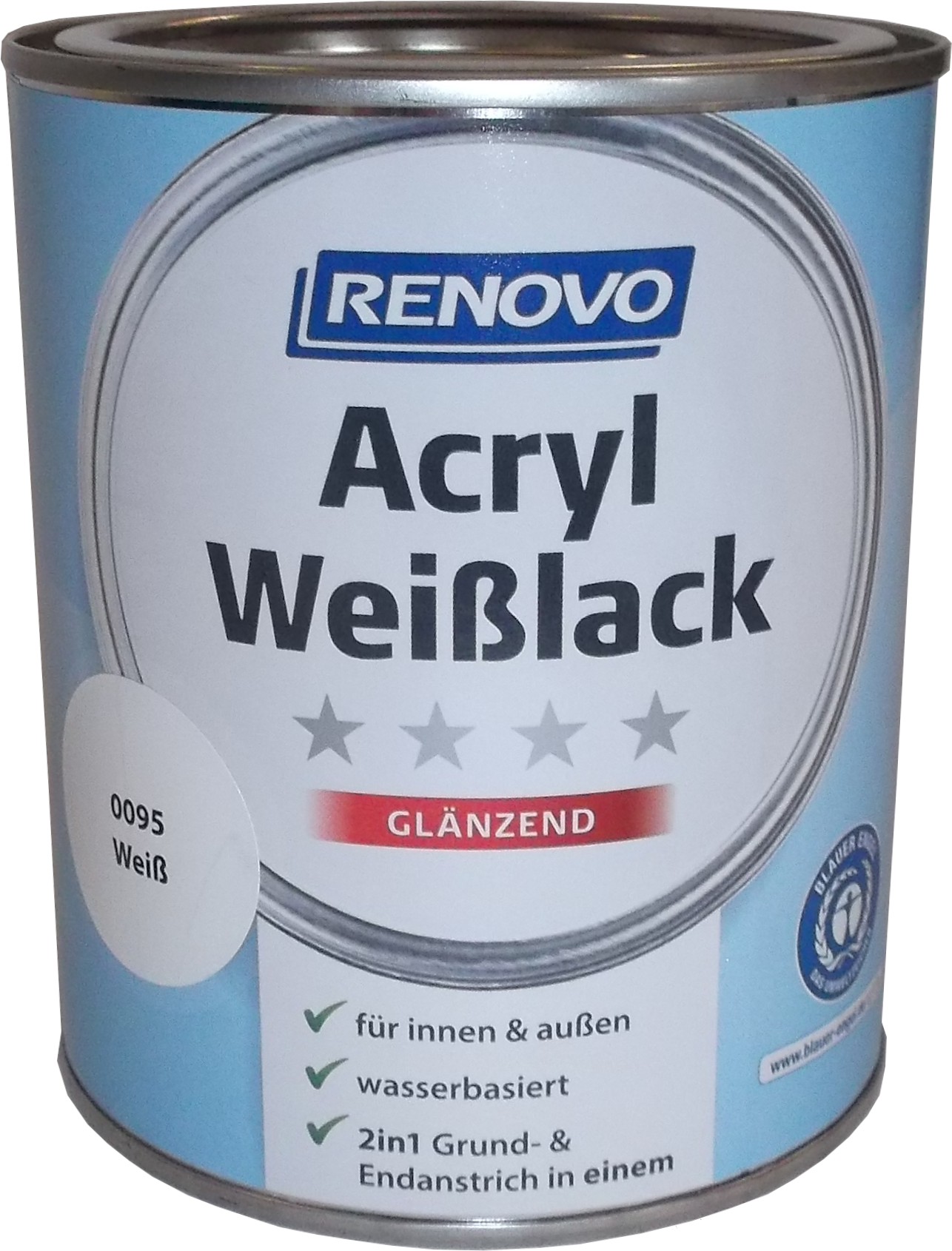 750ml Renovo Acryl Weißlack glänzend 750ml Renovo Acryl Weißlack glänzend