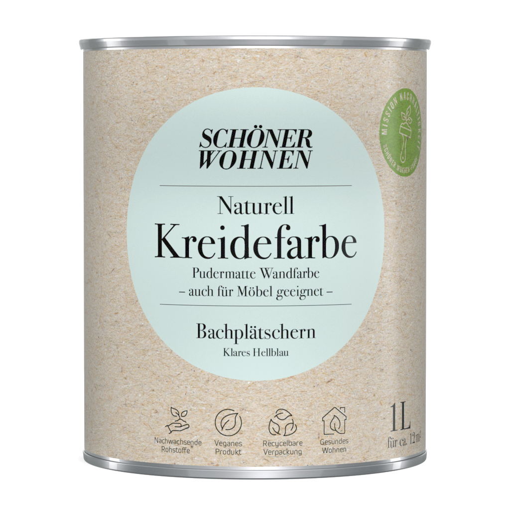 1L Schöner Wohnen Naturell Kreidefarbe Bachplätschern, Klares Hellblau