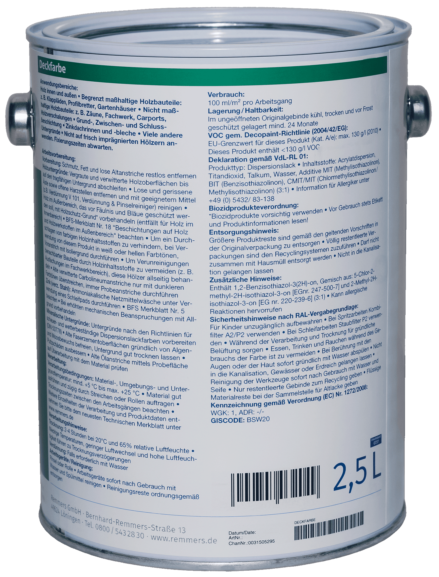 2,5L Remmers Deckfarbe Maisgelb