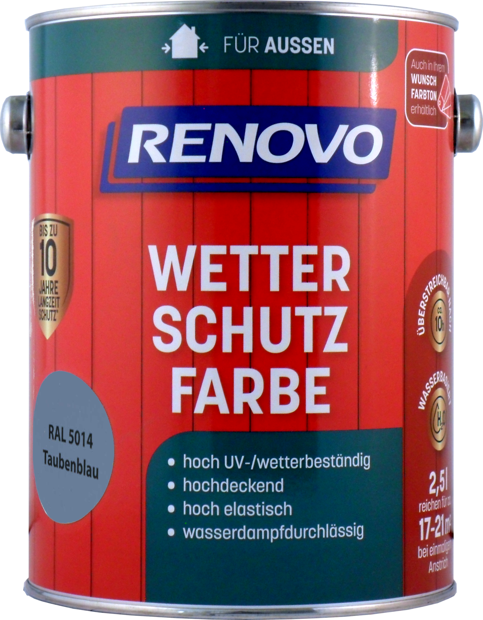 2,5 L Renovo Wetterschutzfarbe Nr.5014 taubenblau 2,5 L Renovo Wetterschutzfarbe Nr.5014 taubenblau