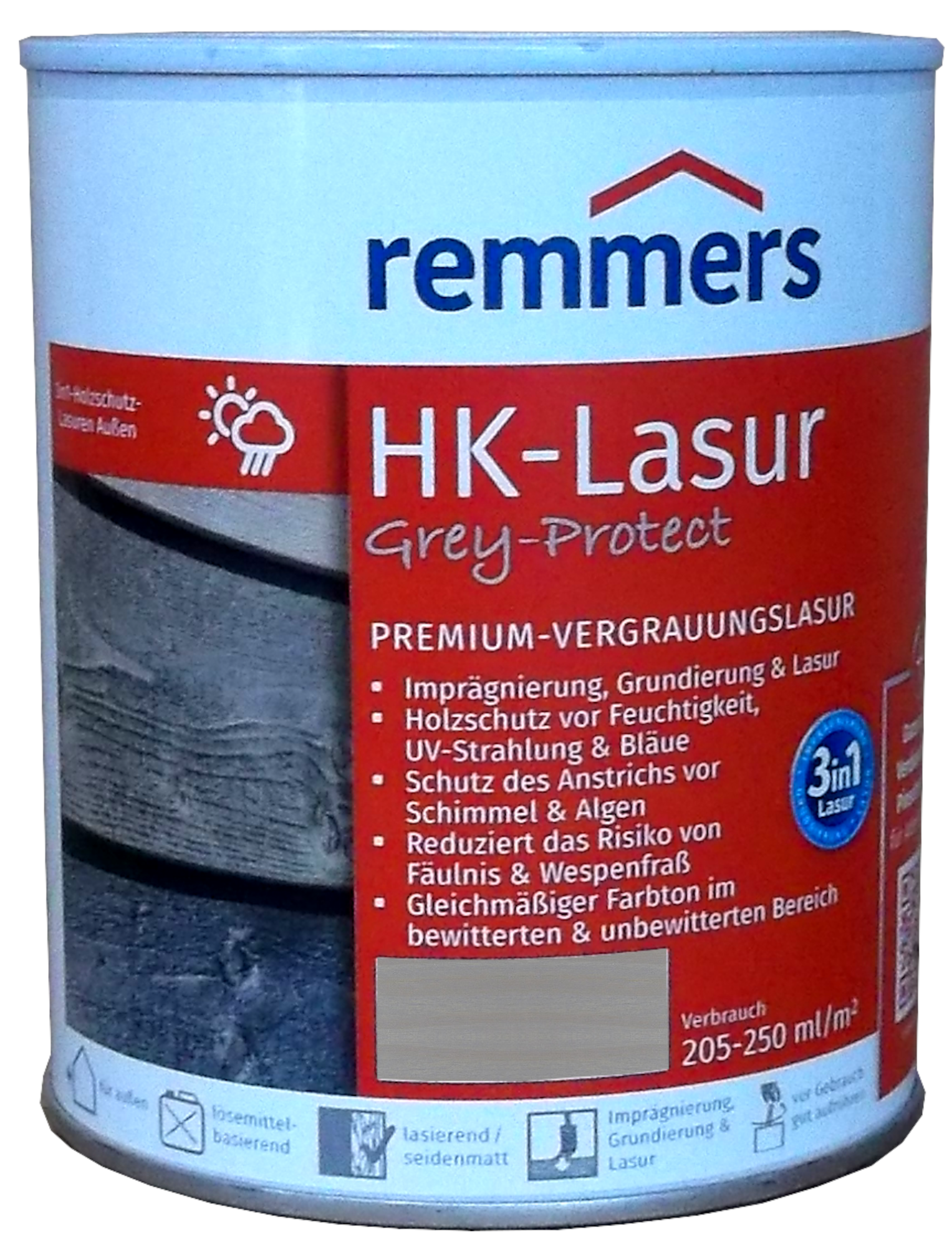 750ml Remmers HK Lasur Wassergrau Grey Protect 750ml Remmers HK Lasur Wassergrau Grey Protect