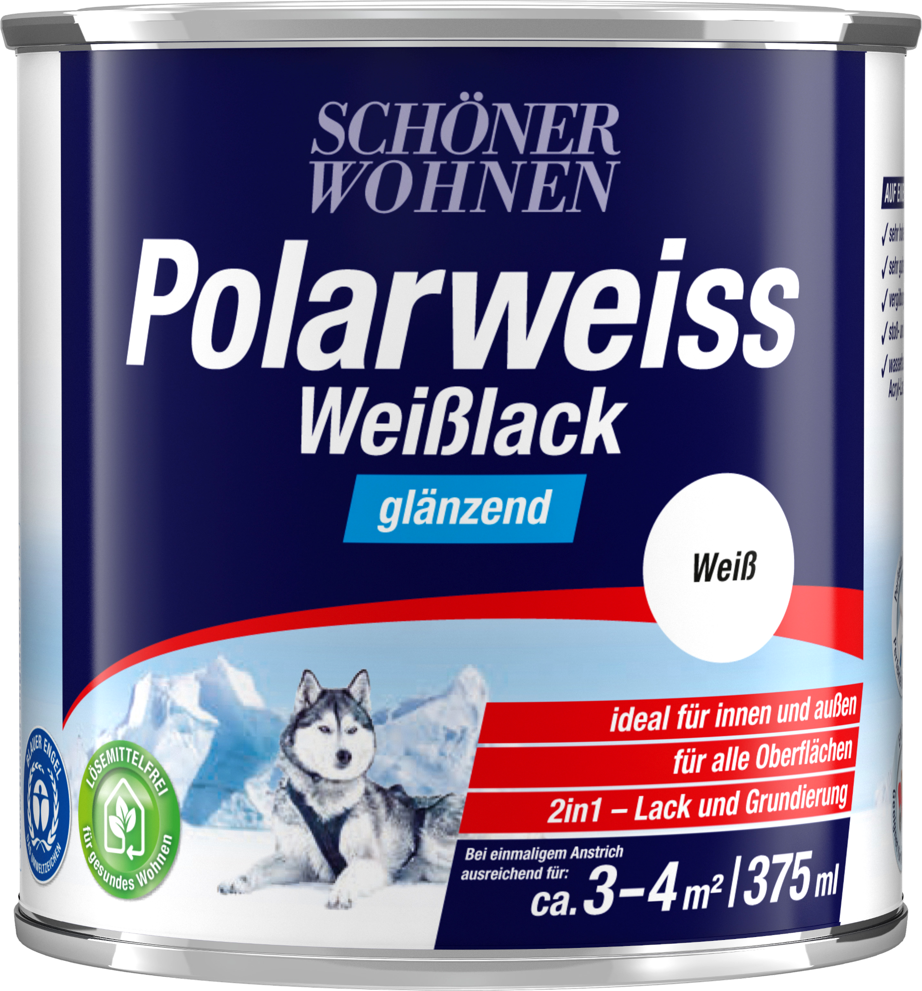 375ml Schöner Wohnen Polarweiss Weisslack glänzend 375ml Schöner Wohnen Polarweiss Weisslack glänzend
