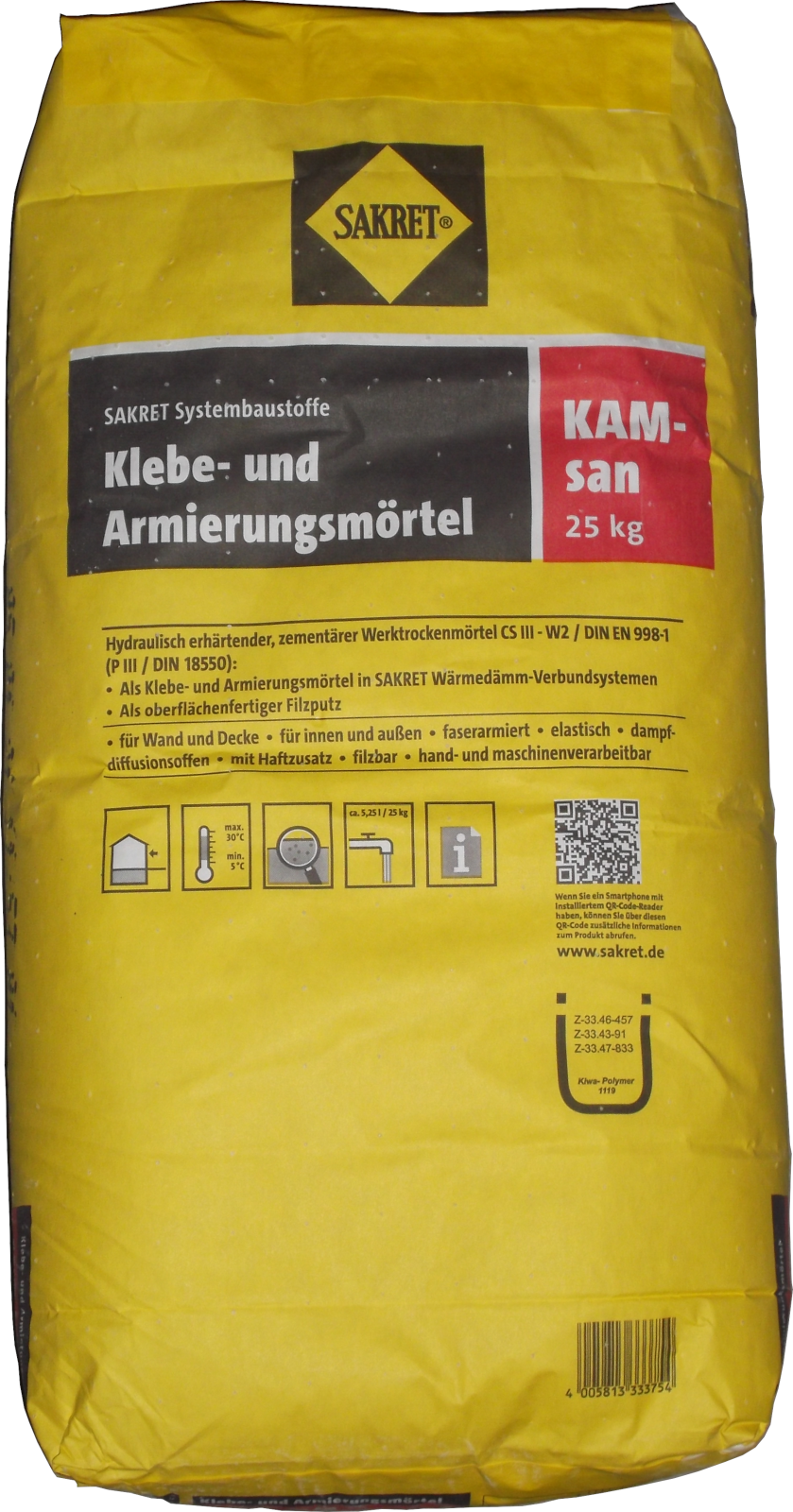 25kg Sakret Klebe- und Armierungsmörtel KAMsan 25kg Sakret Klebe- und Armierungsmörtel KAMsan