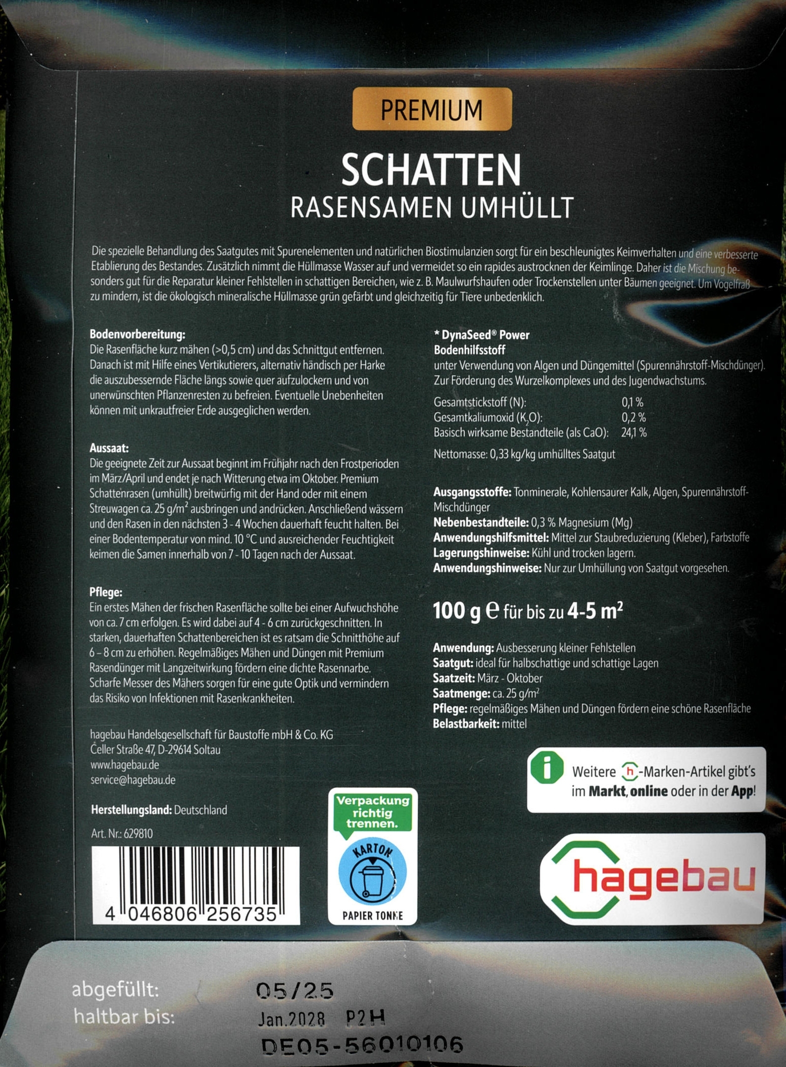 h-Marke Schattenrasen 0,1kg