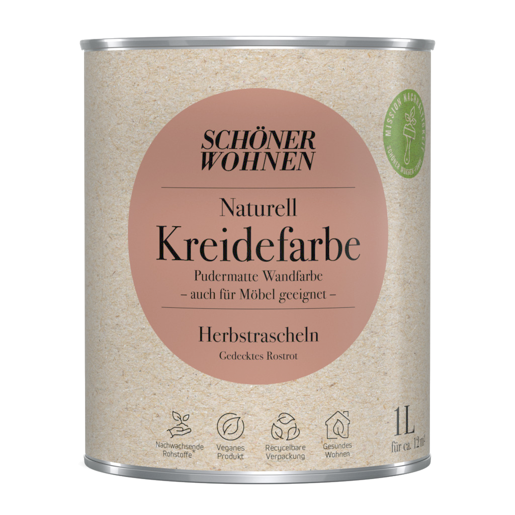 1L Schöner Wohnen Naturell Kreidefarbe Herbstrascheln, Gedecktes Rostrot 1L Schöner Wohnen Naturell Kreidefarbe Herbstrascheln, Gedecktes Rostrot