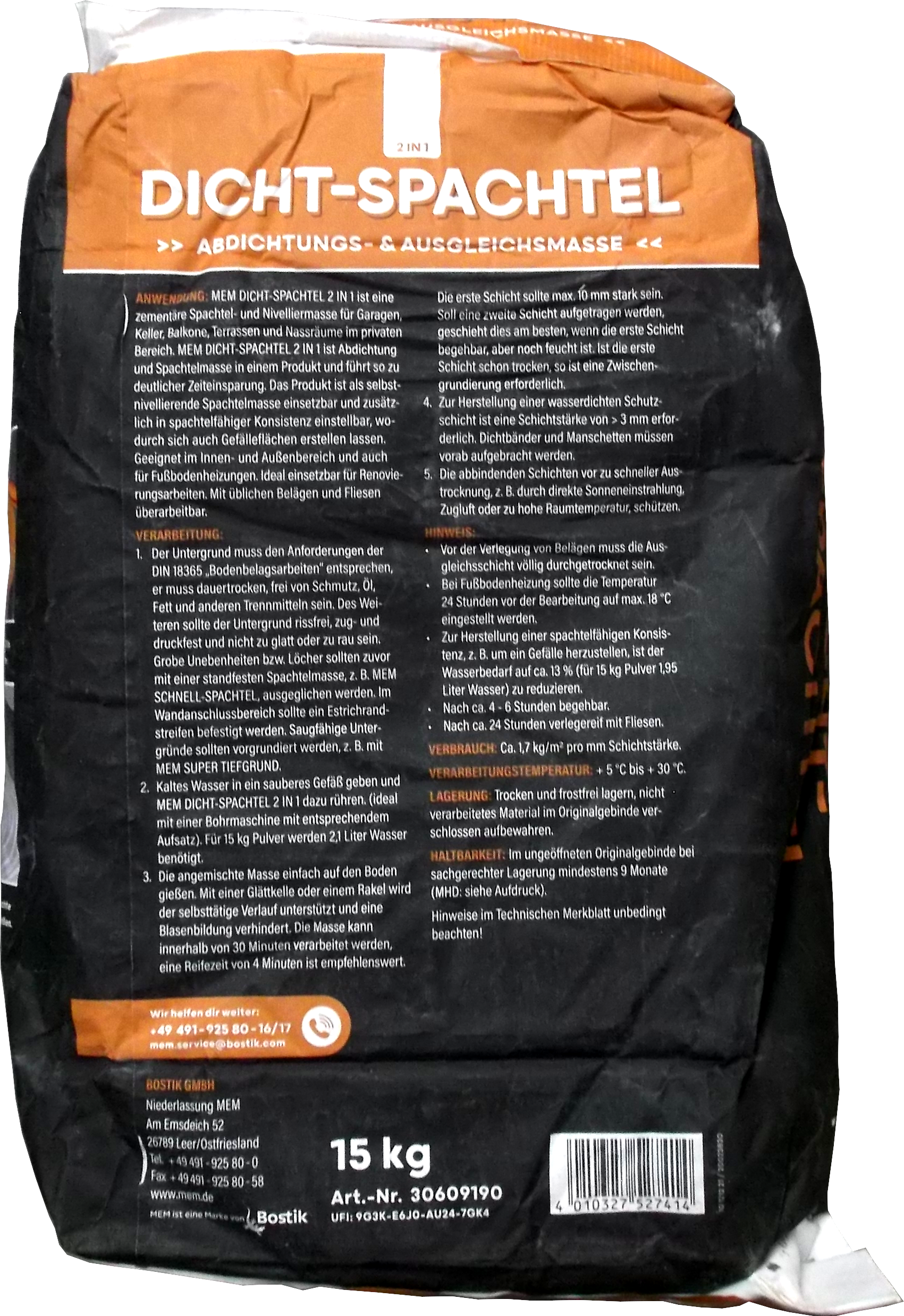 15kg MEM Dicht-Spachtel 2in1 15kg MEM Dicht-Spachtel 2in1