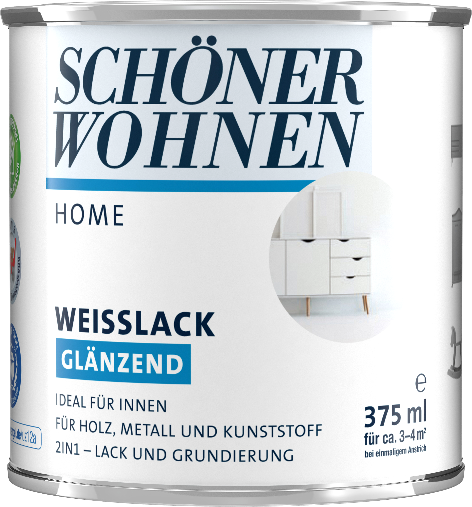 0,375ml Schöner Wohnen Home Weisslack hochglänzend weiss 0,375ml Schöner Wohnen Home Weisslack hochglänzend weiss