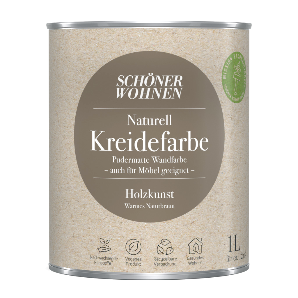 1L Schöner Wohnen Naturell Kreidefarbe Holzkunst, Warmes Naturbraun
